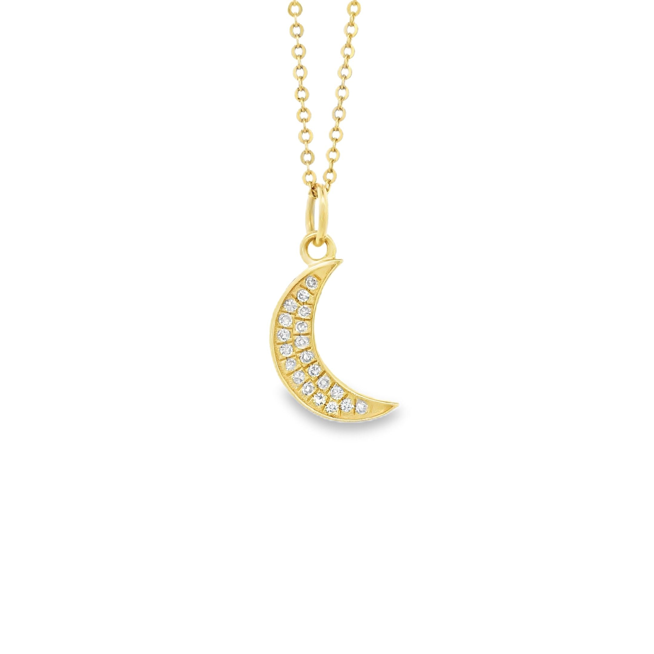 14k Yellow Gold Diamond Small Moon Charm