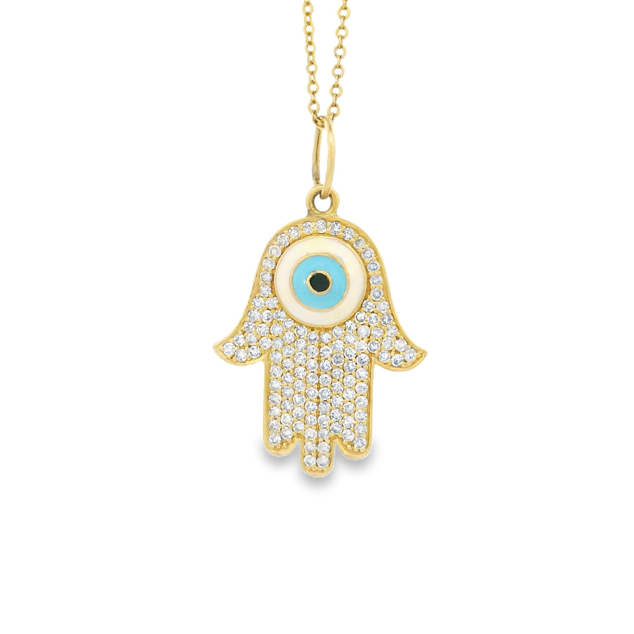 14k Yellow Gold Diamond Hamsa Charm