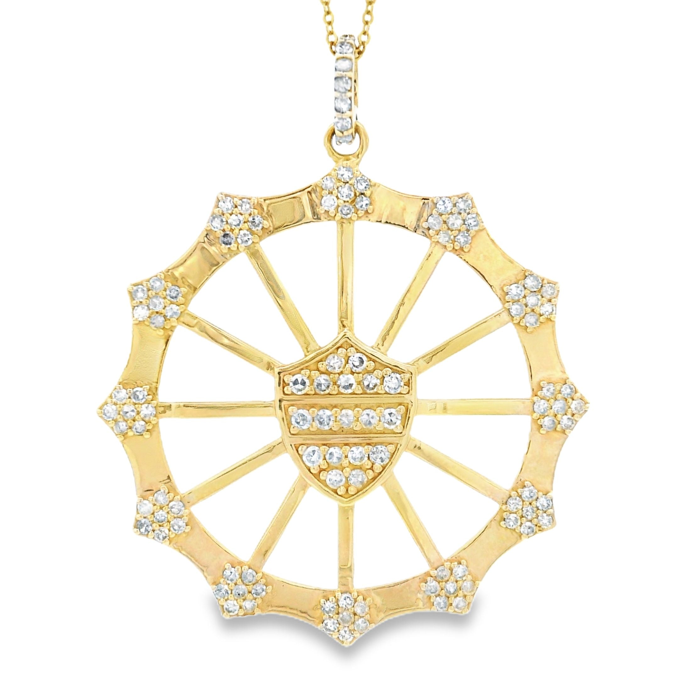 14k Yellow Gold Diamond Shield-burst Charm