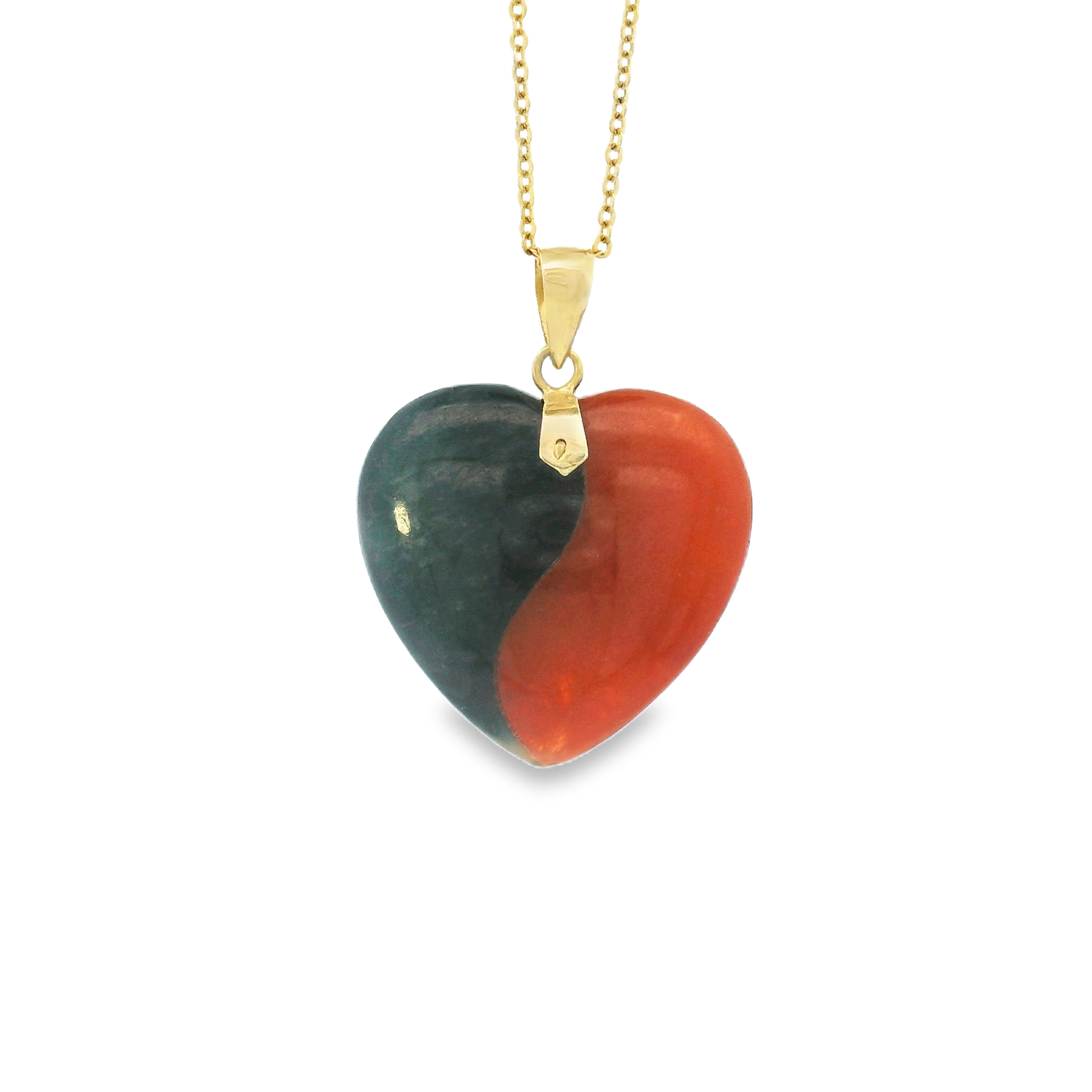 14k Yellow Gold Split Gemstone Heart Charm