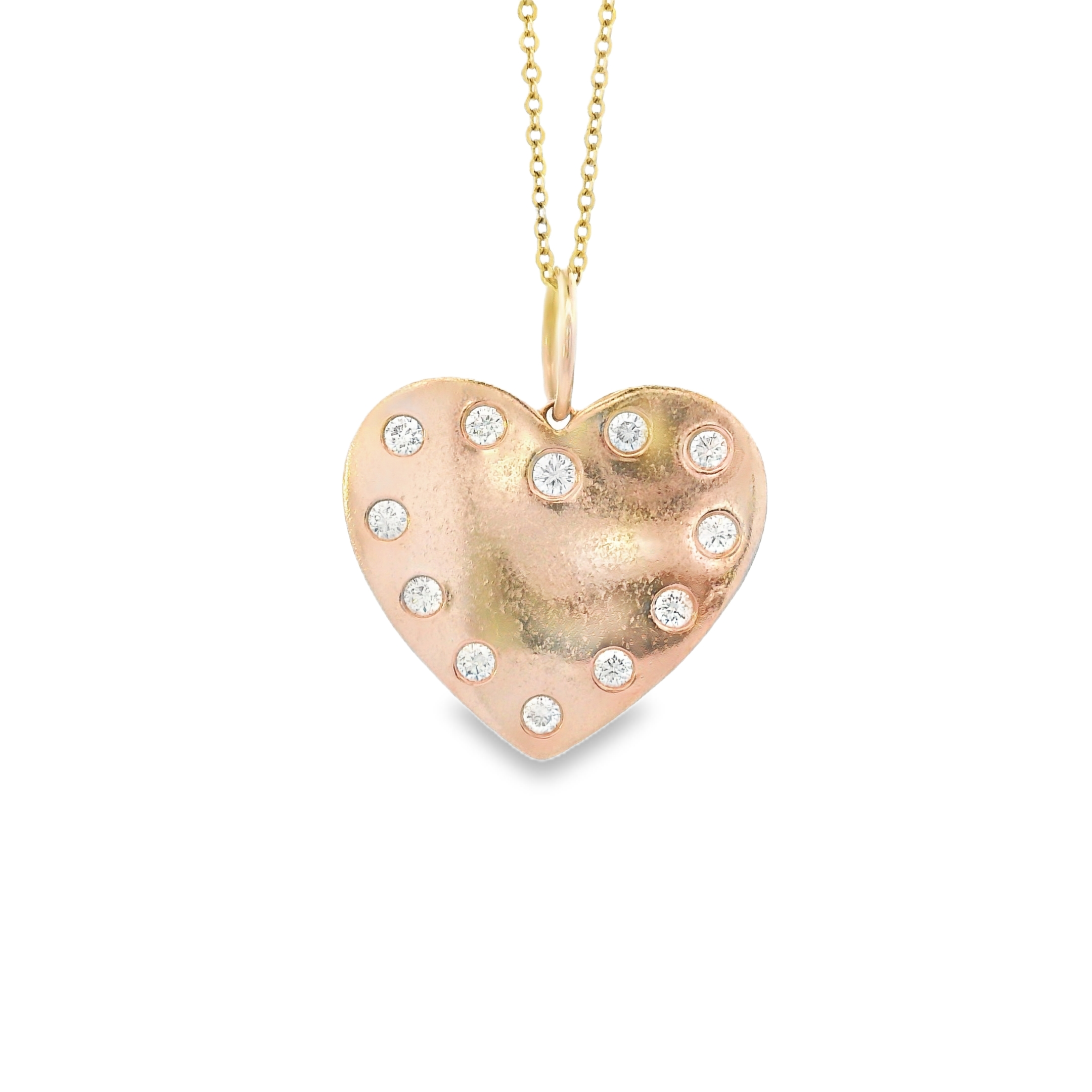 14k Rose Gold Diamond Heart Charm