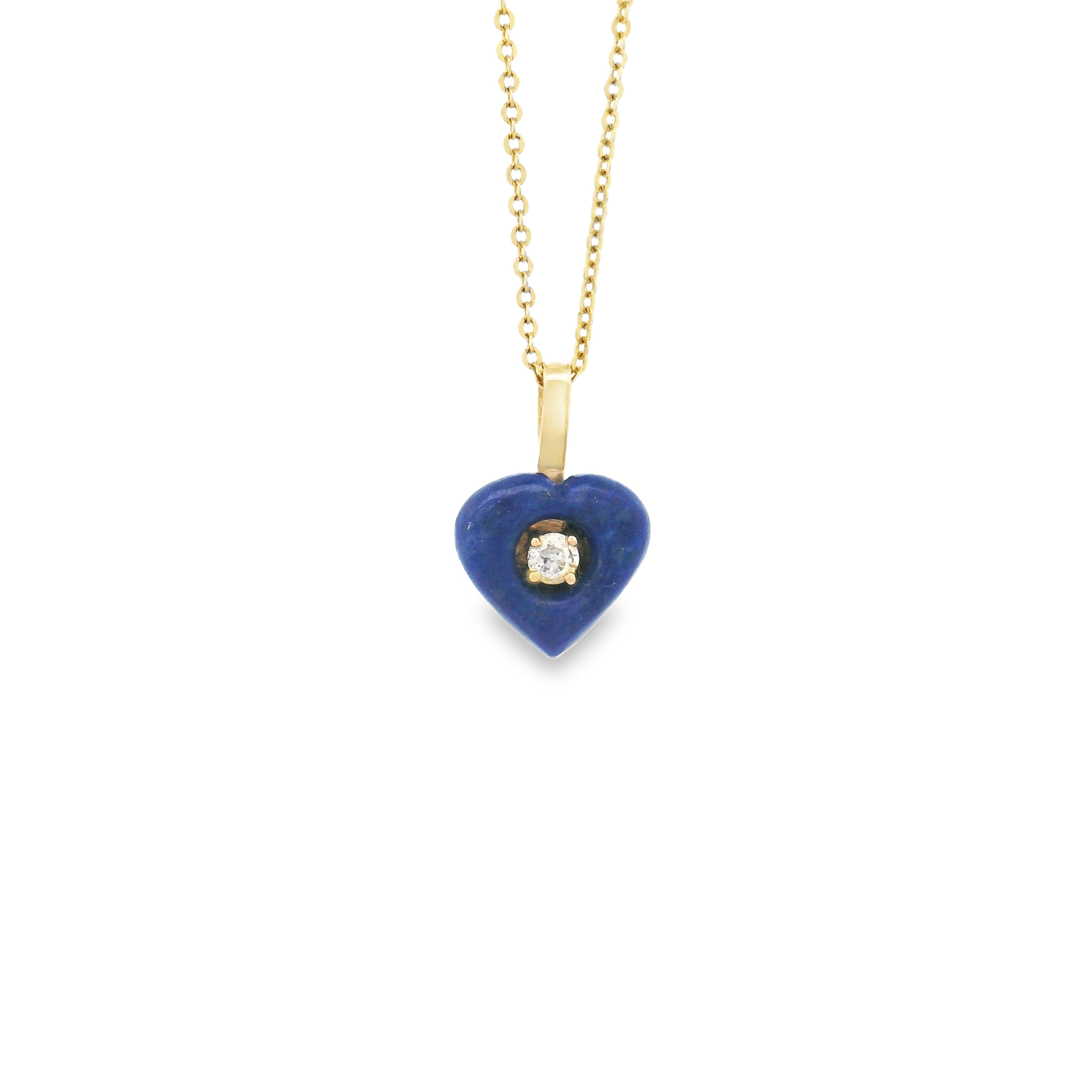 14k Yellow Gold Small Gemstone and Diamond Heart Charm