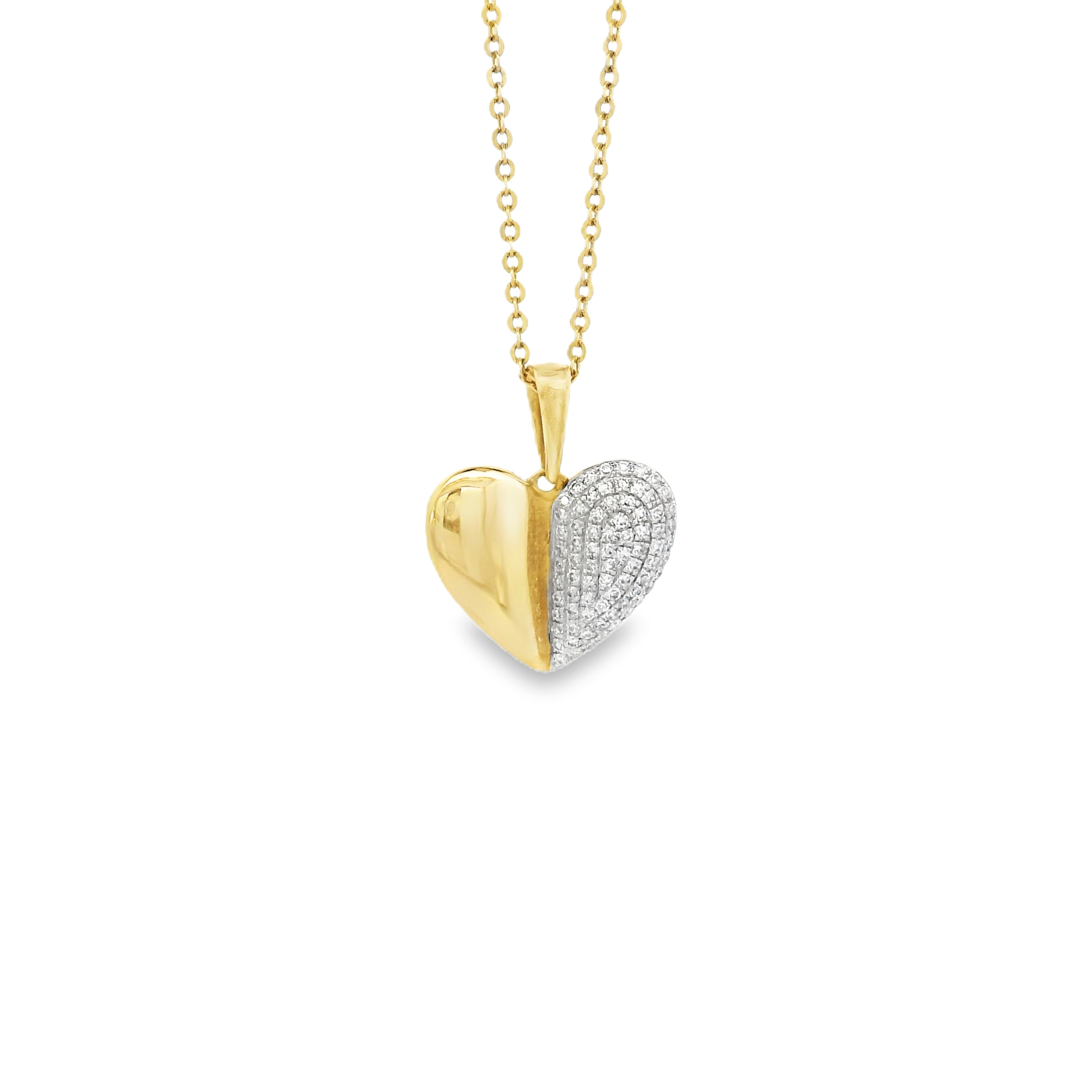 14k Yellow Gold Diamond Heart Charm