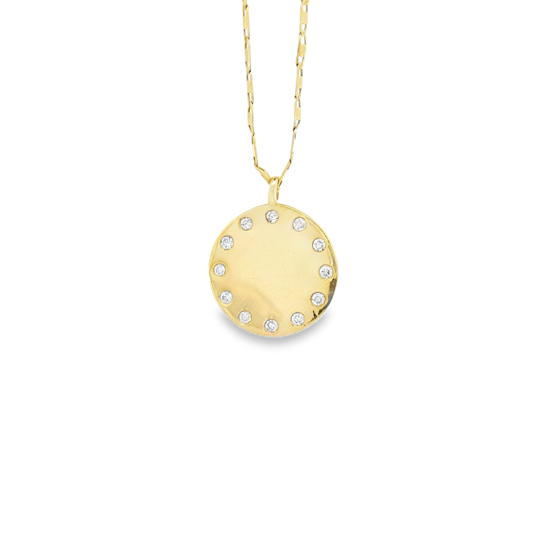 14k Yellow Gold Diamond Circle Charm