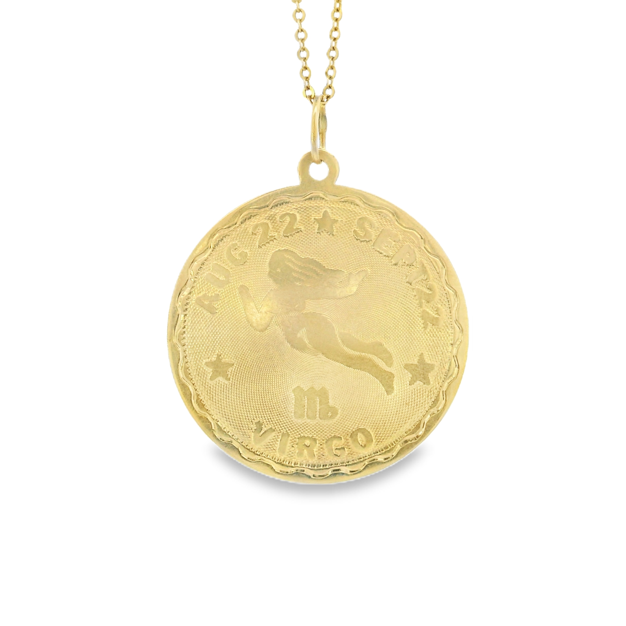 Vintage Virgo Coin 14k Gold Charm