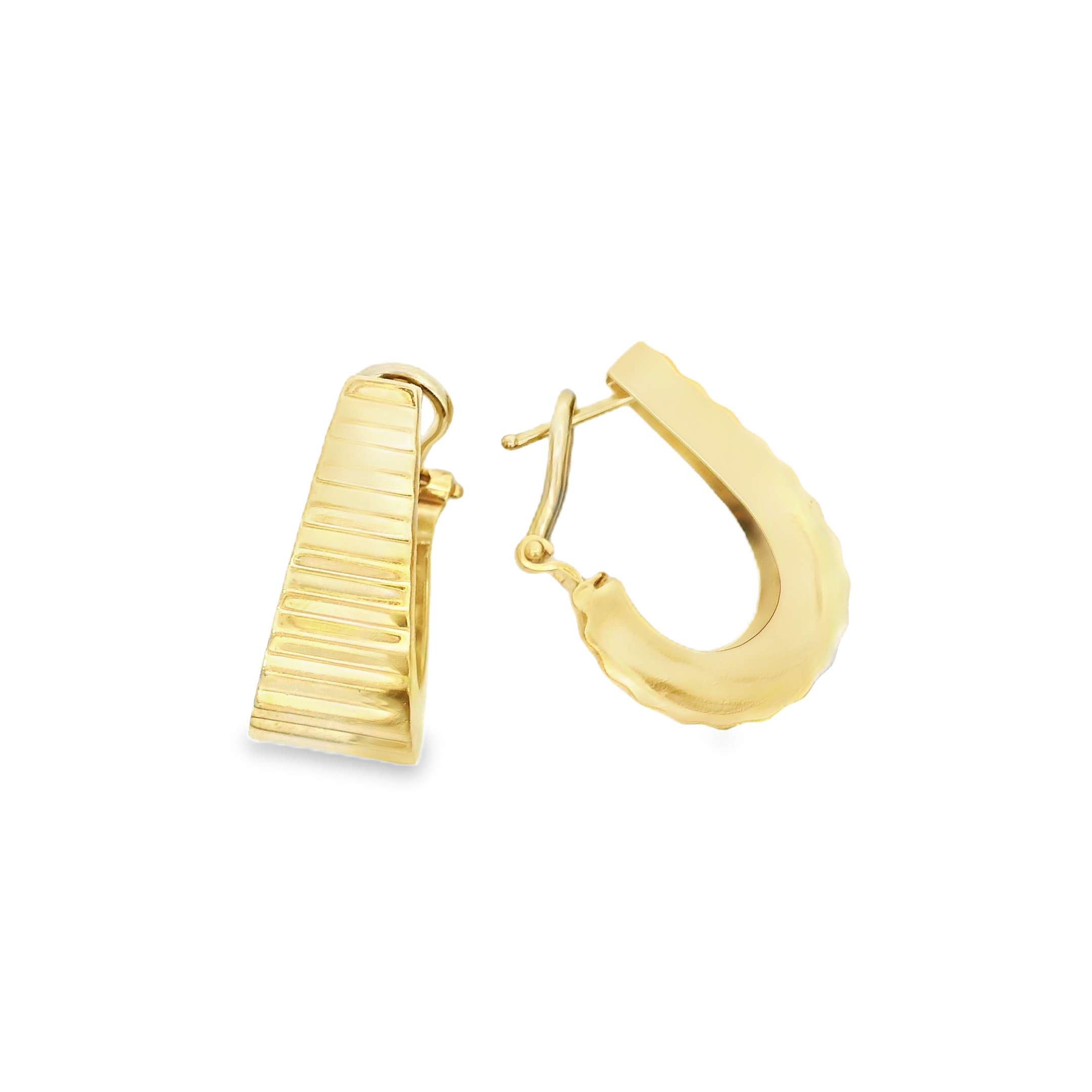 Vintage 14k Gold Ruffled Hoop Earrings