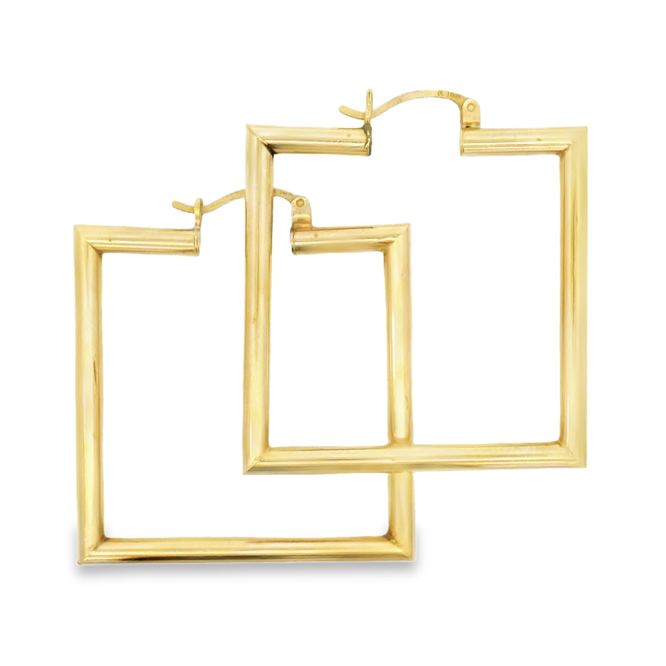 Quadratische Creolen im Vintage-Stil aus 14 Karat Gold