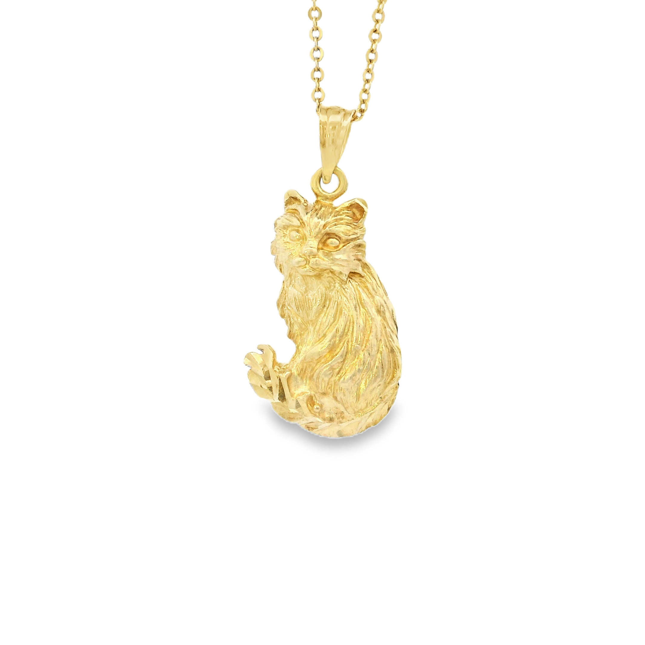 Dije de oro de 14 k con diseño de gato vintage