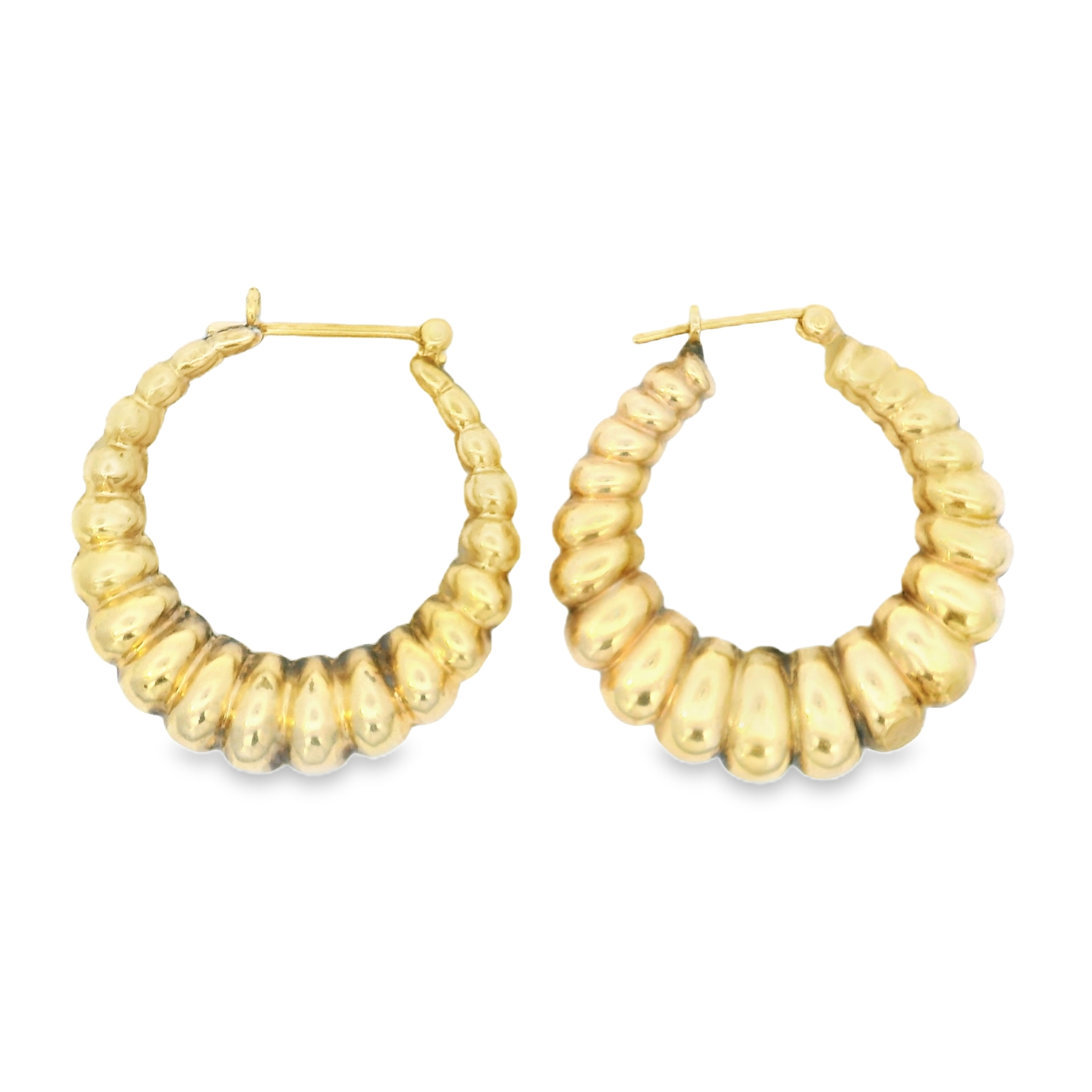 Vintage Scalloped 14k Gold Hoops