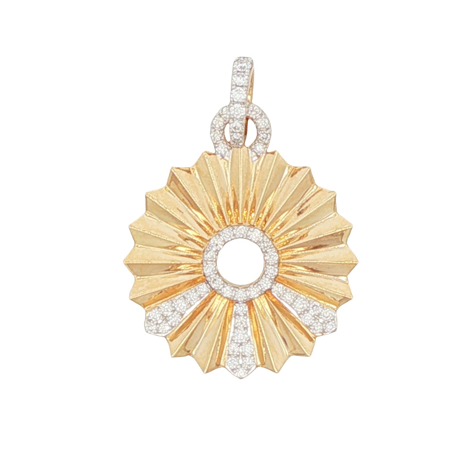 14k Yellow Gold and Diamond Sunburst Charm
