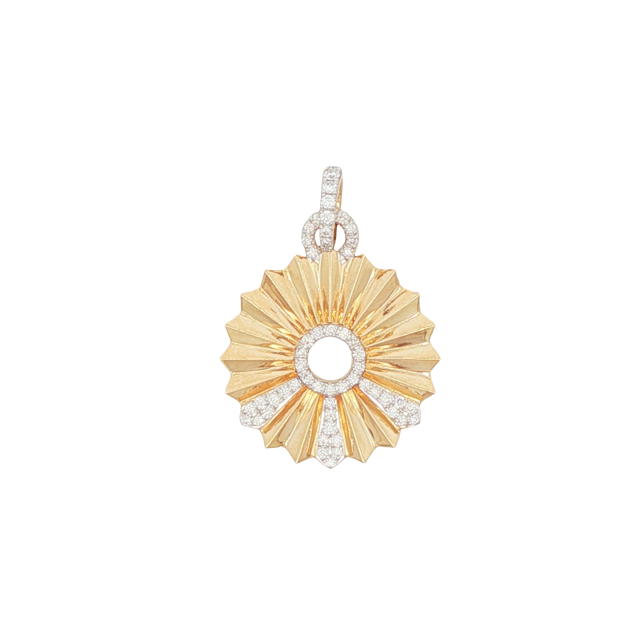 14k Yellow Gold and Diamond Sunburst Charm