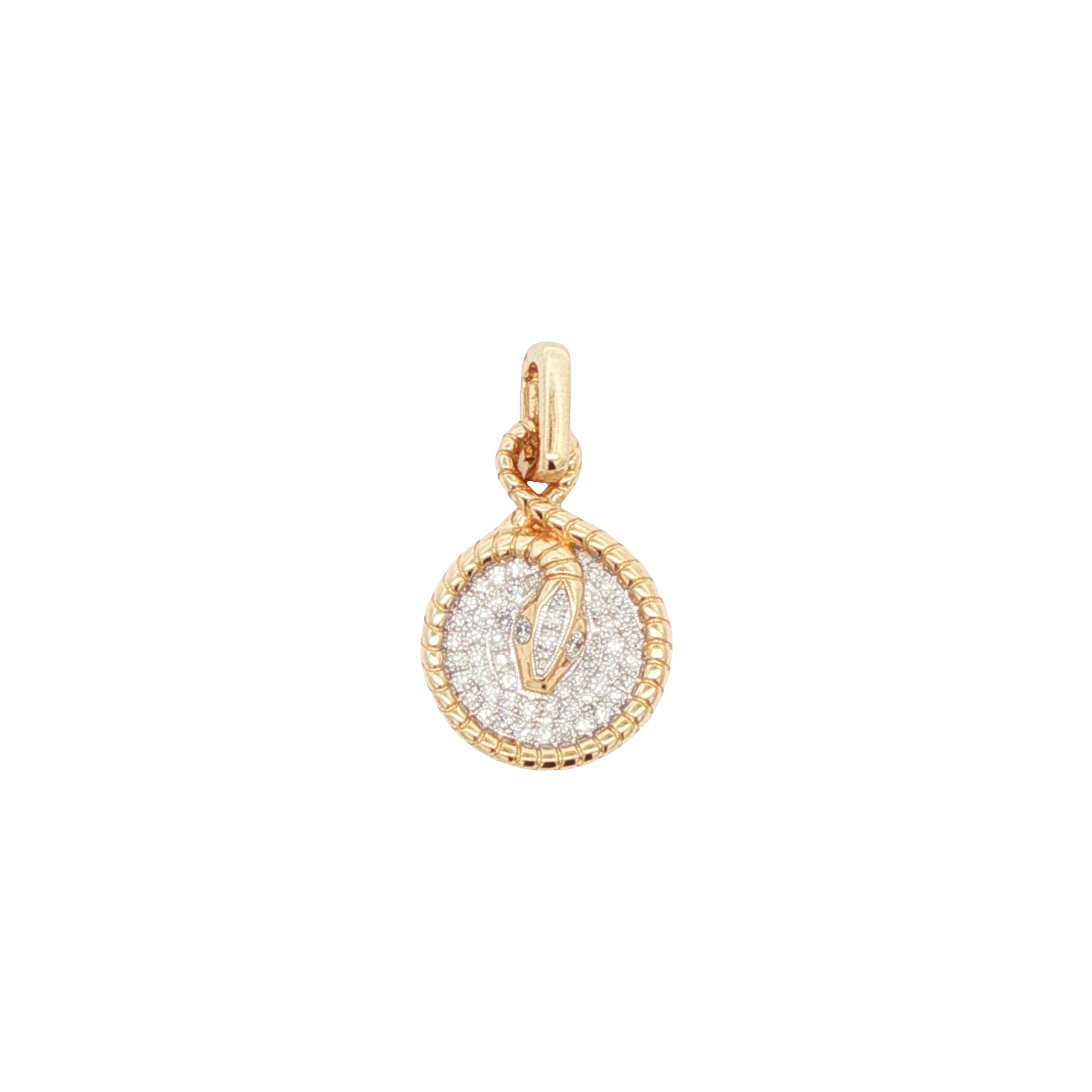14k Yellow Gold Diamond Snake Charm