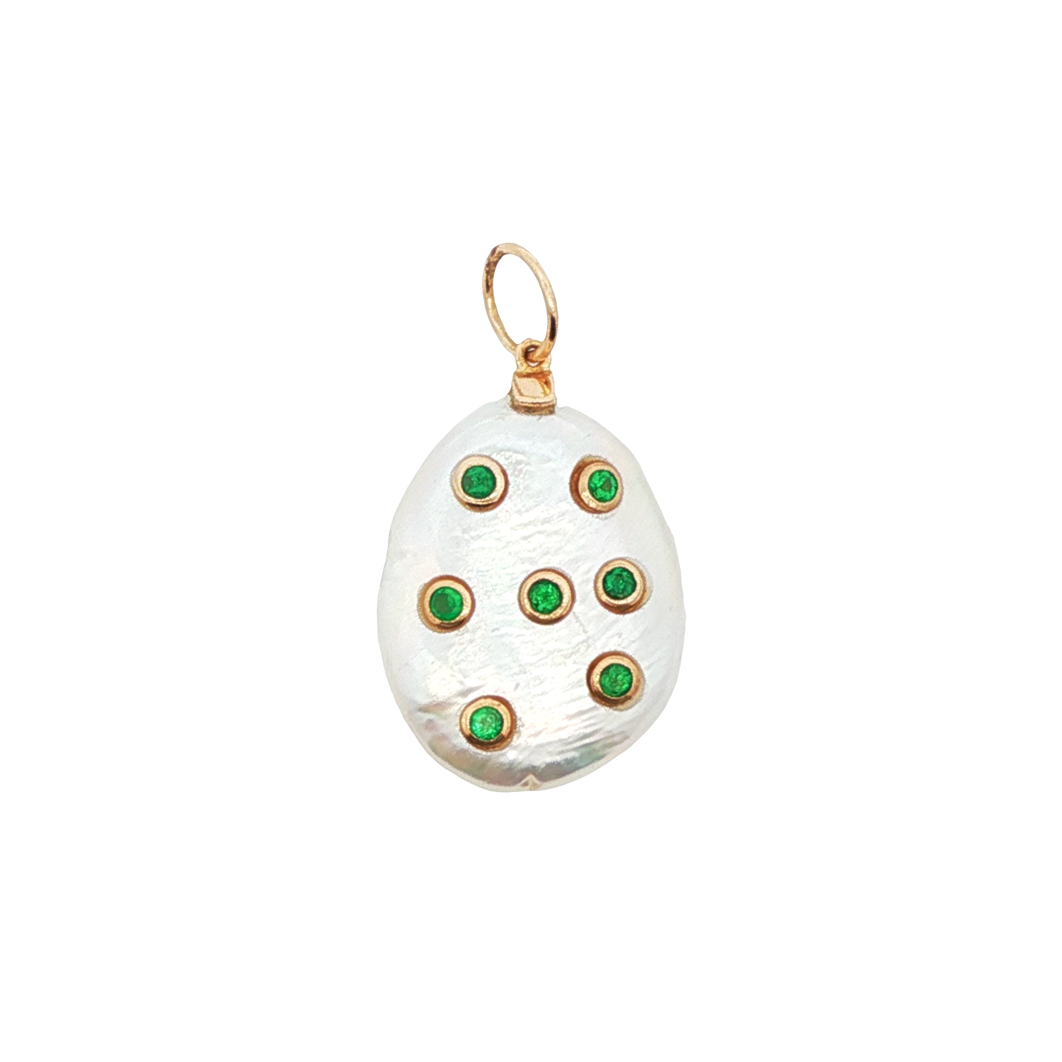 14k Yellow Gold Pearl Gemstone Charm