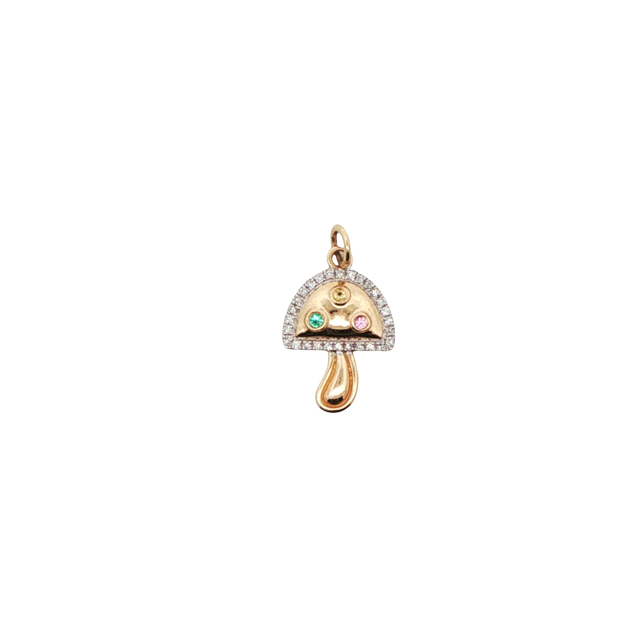14k Gold Multi-Sapphire and Diamond Mushroom Charm
