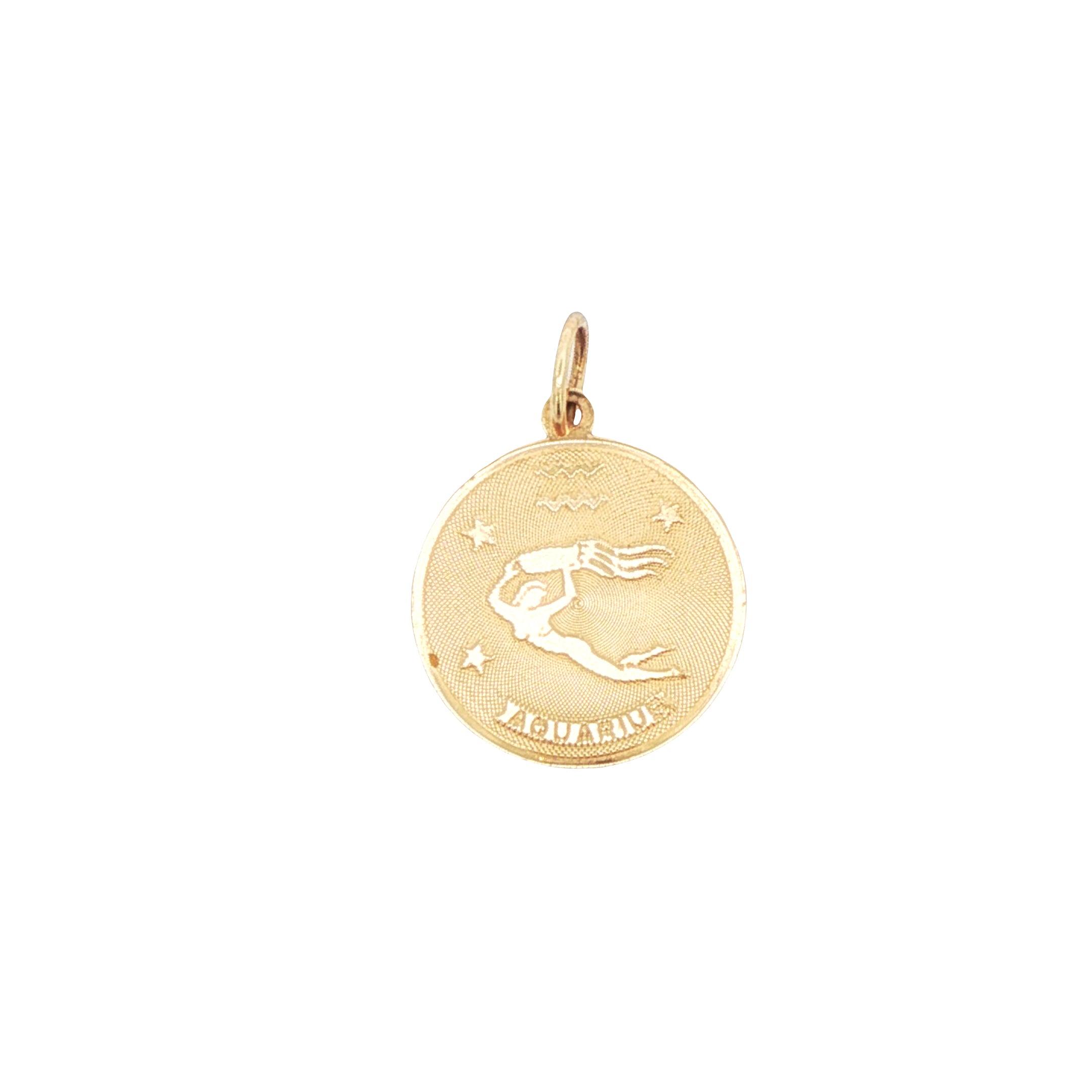 14k Yellow Gold Vintage Aquarius Zodiac Charm