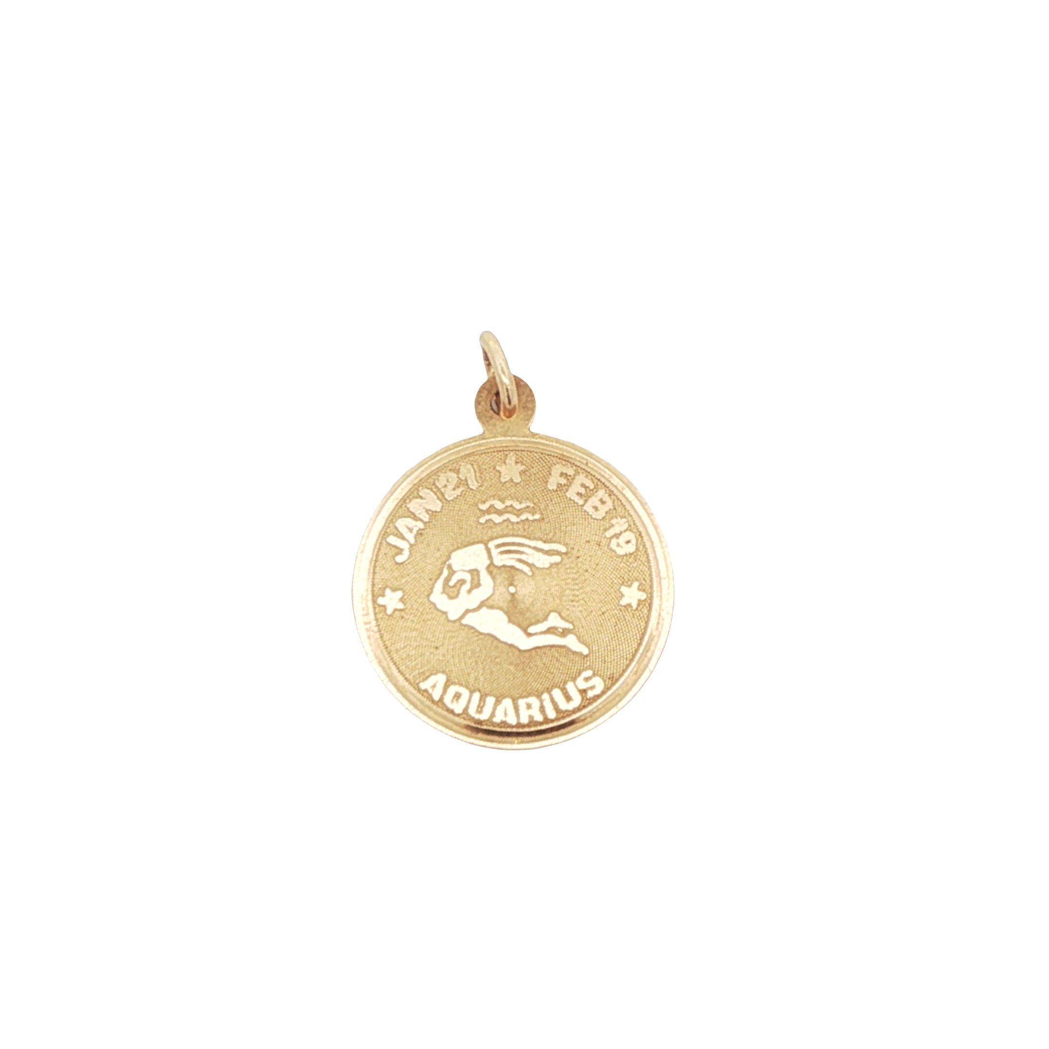 14k Yellow Gold Vintage Aquarius Zodiac Charm