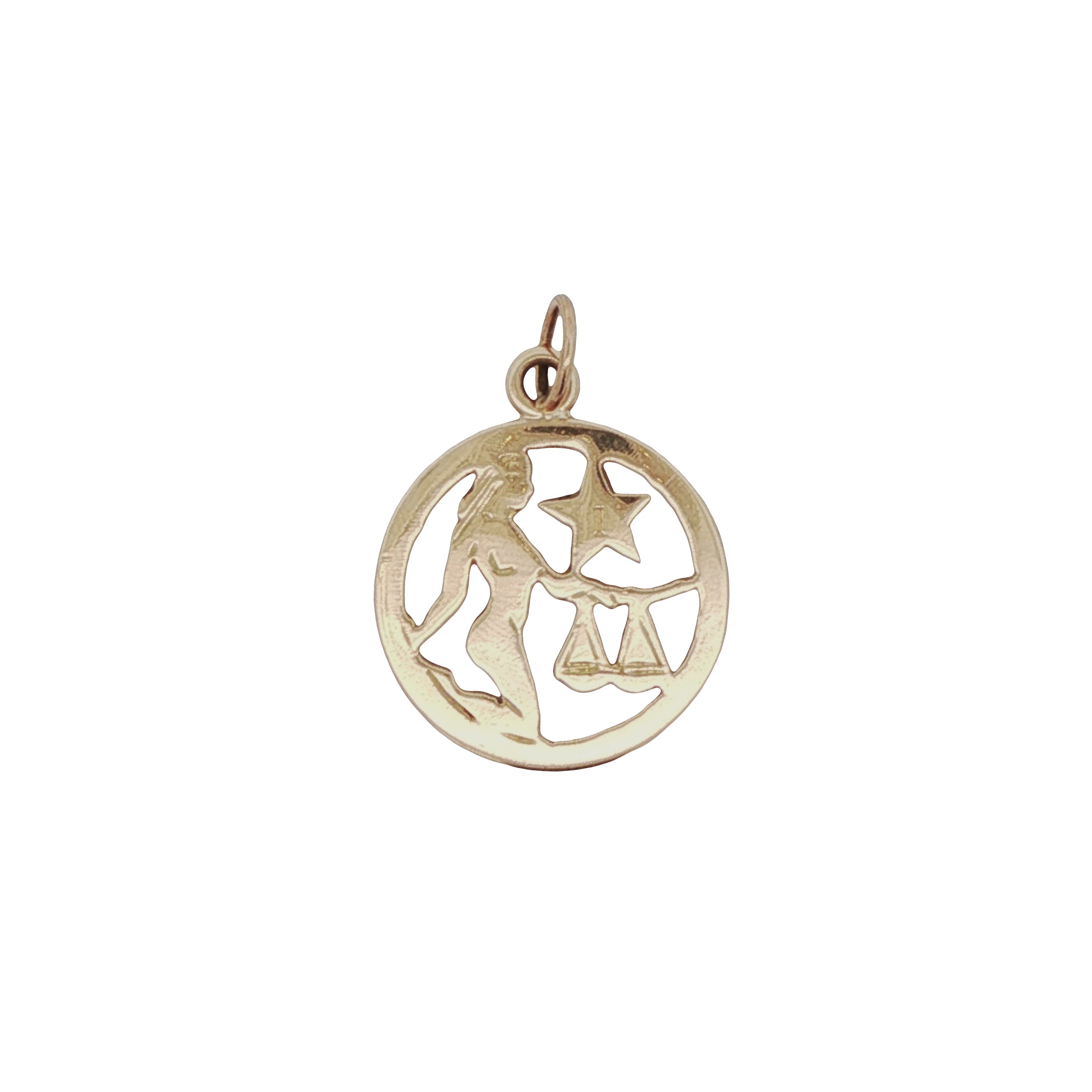 14k Yellow Gold Vintage Libra Zodiac Charm
