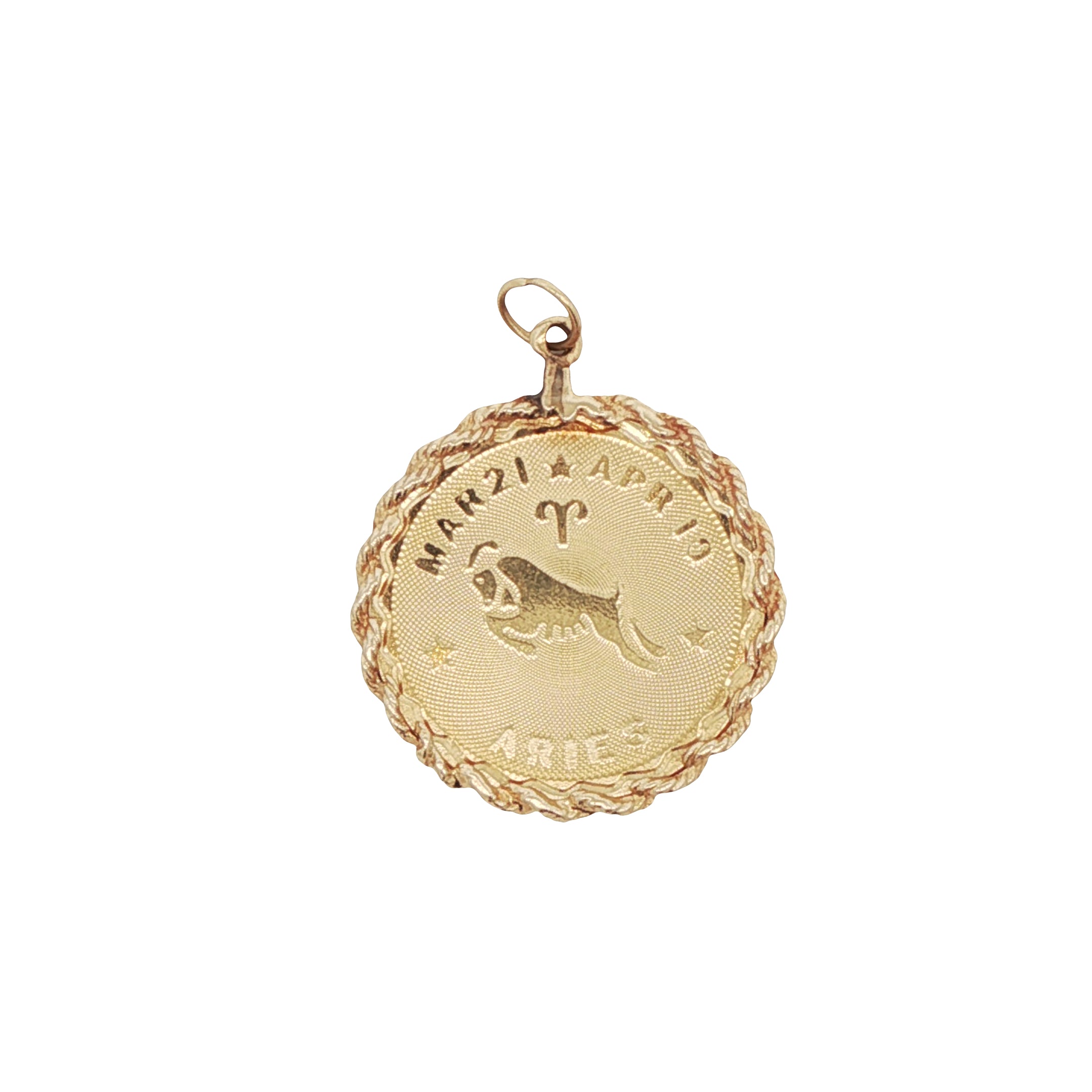 14k Yellow Gold Vintage Aries Zodiac Charm