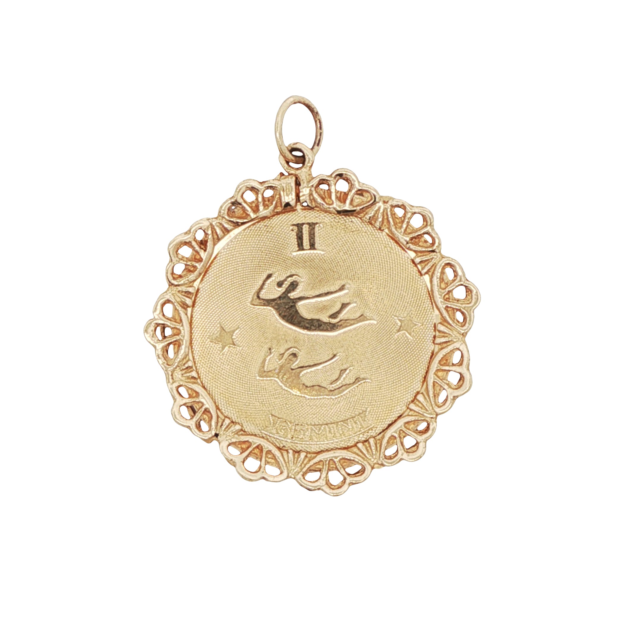 14k Yellow Gold Vintage Gemini Zodiac Charm