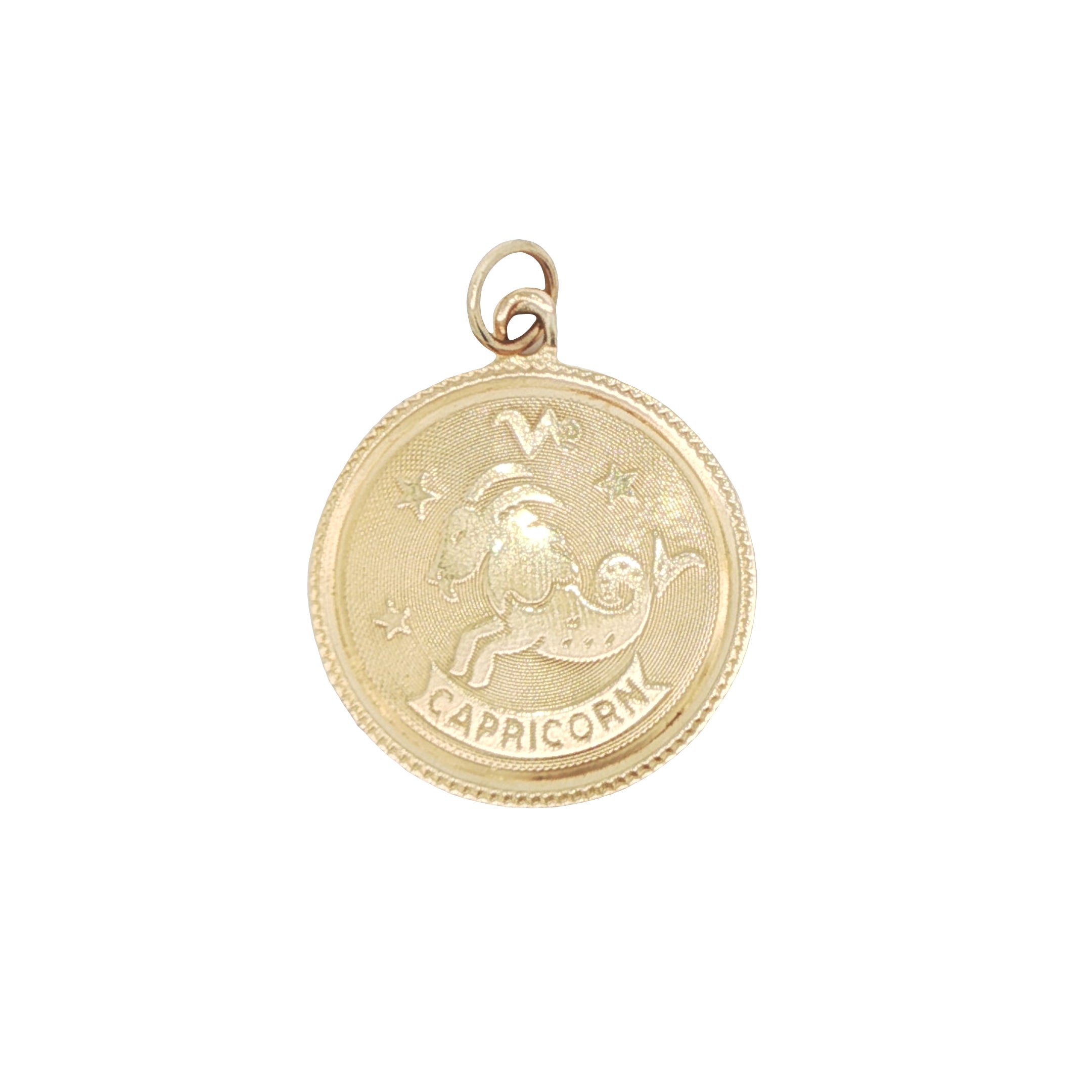 14k Yellow Gold Vintage Capricorn Zodiac Charm
