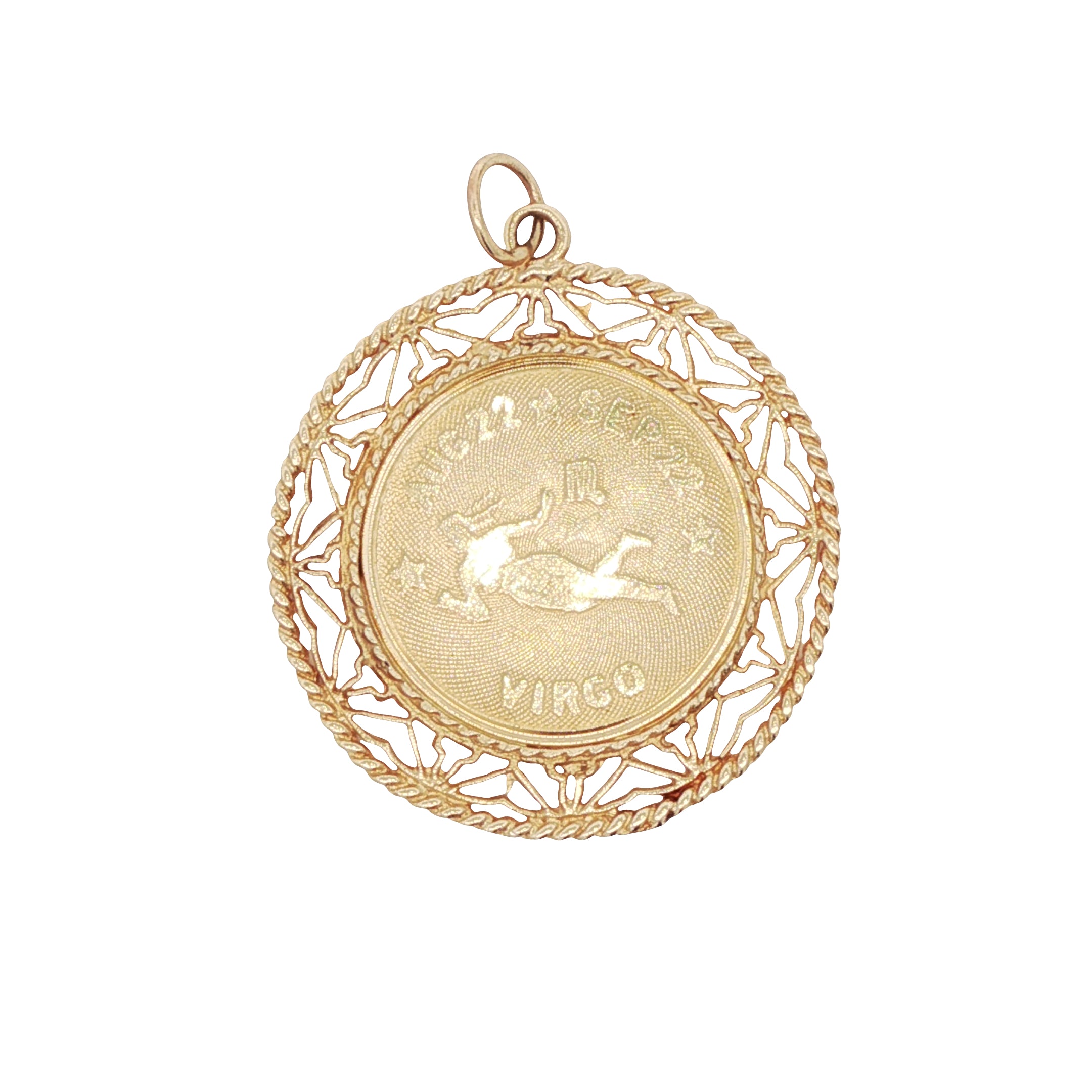 14k Yellow Gold Vintage Virgo Zodiac Charm