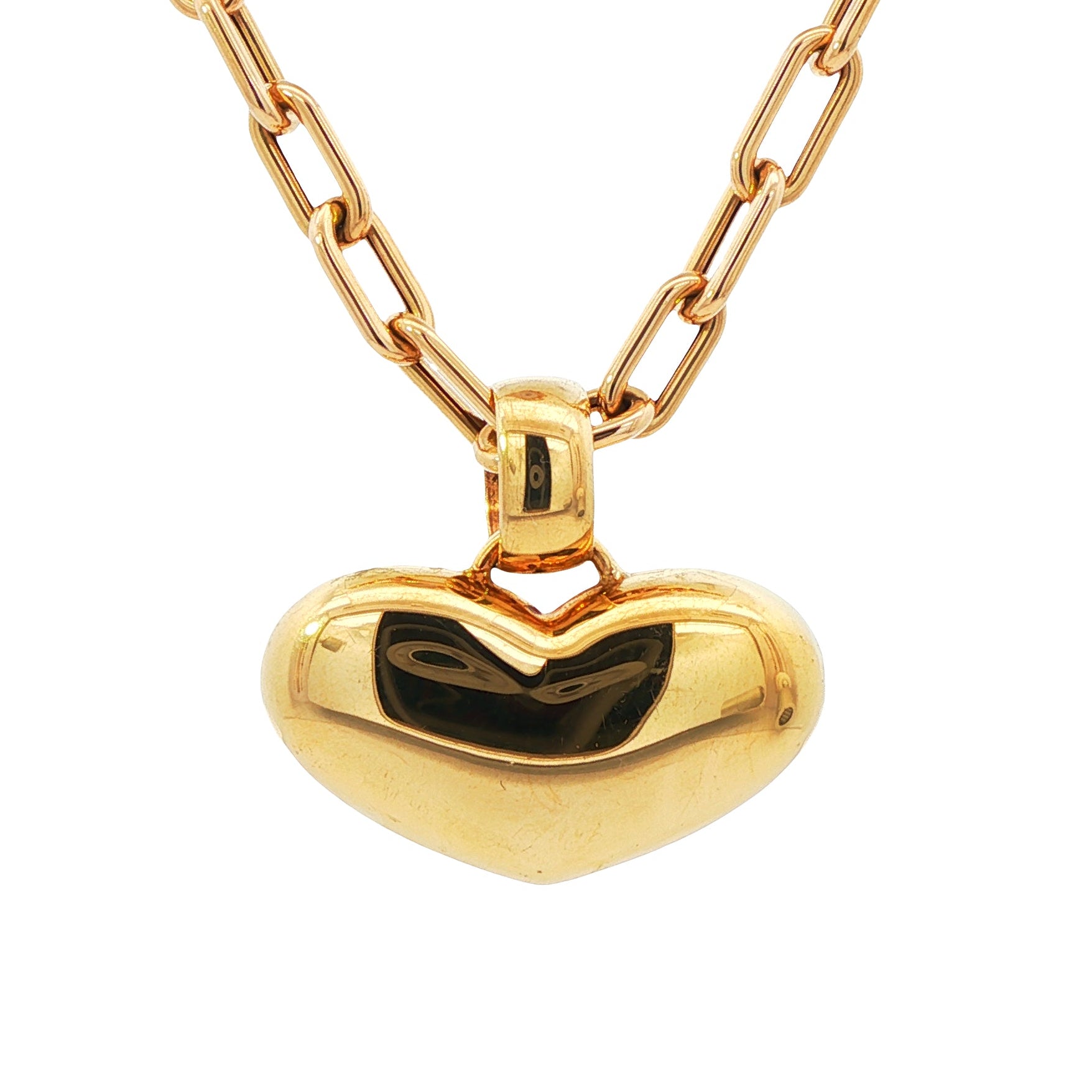 1970s 14k yellow gold vintage large puffy heart charm – front view