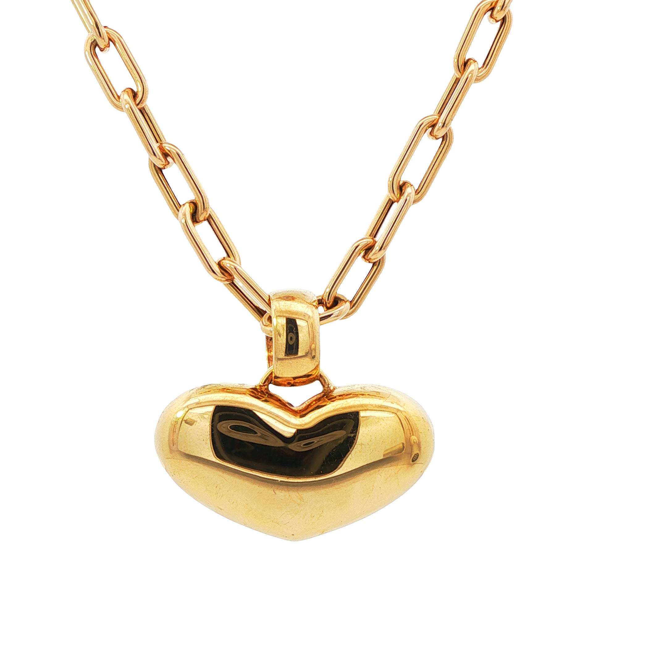1970s 14k yellow gold vintage large puffy heart charm – front view