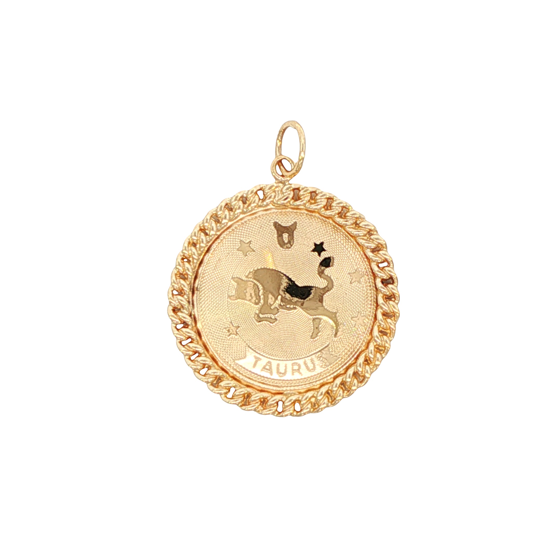14k Yellow Gold Vintage Taurus Zodiac Charm