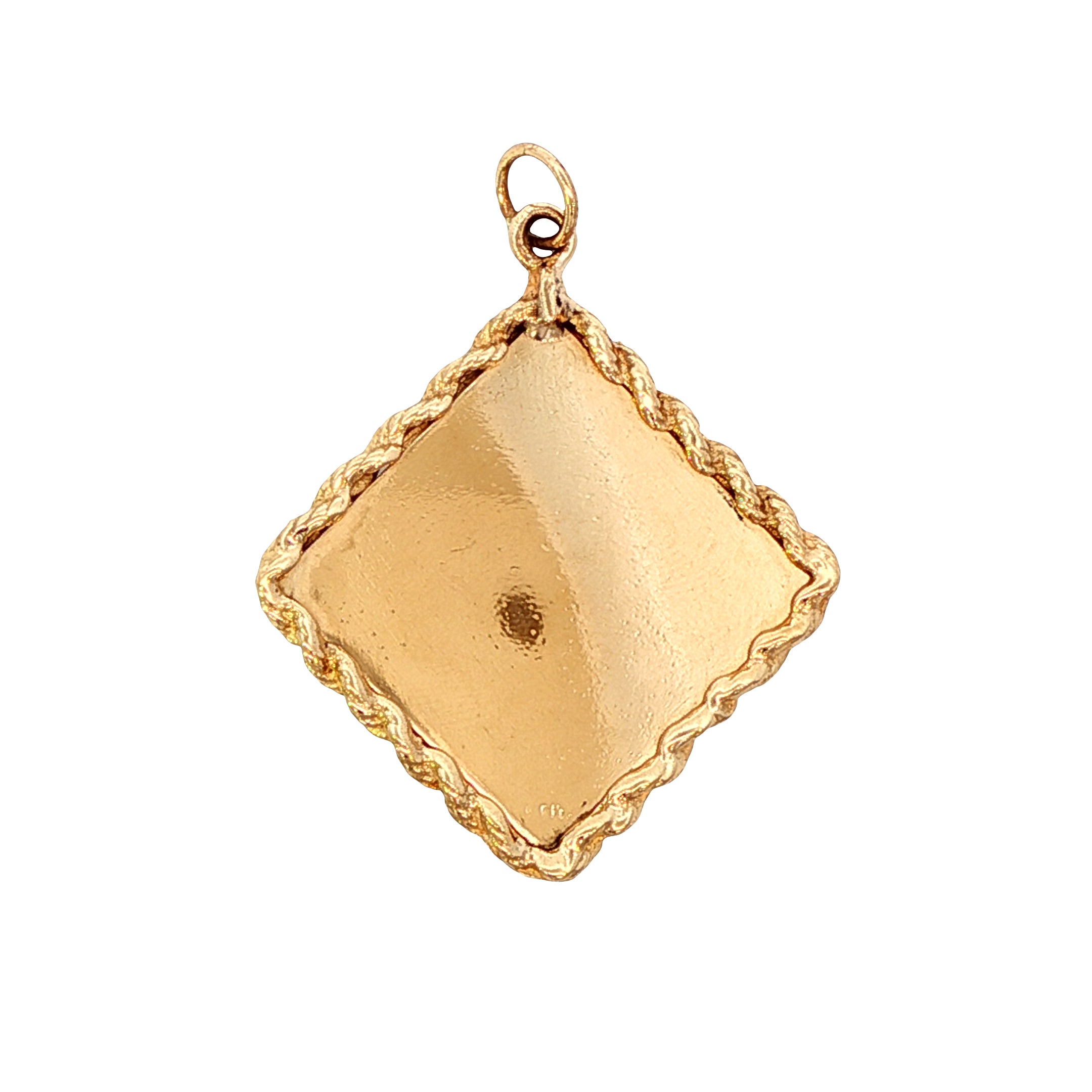 14k Yellow Gold Vintage Engine Turned Diamond Charm