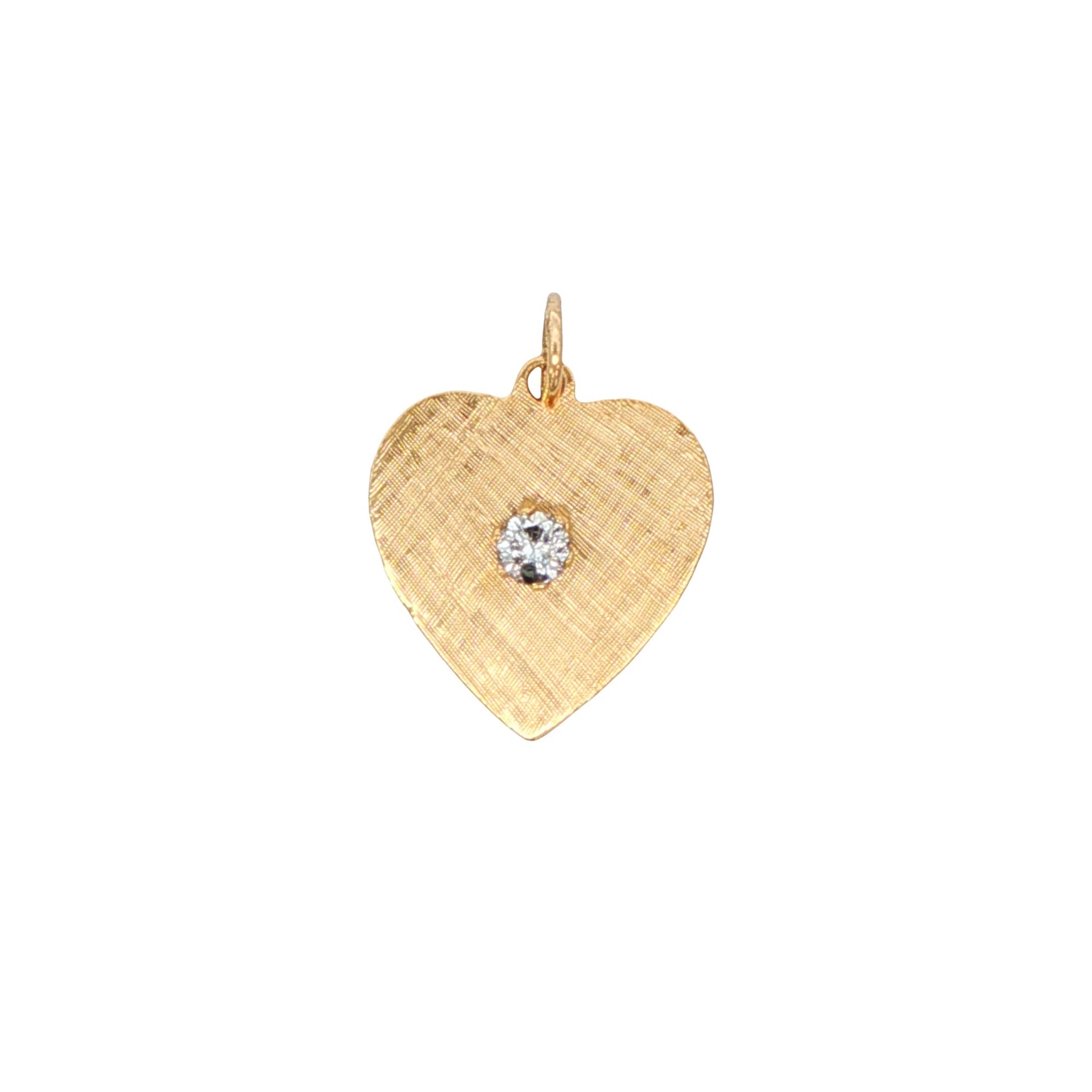 14k Yellow Gold Diamond Vintage Heart Charm
