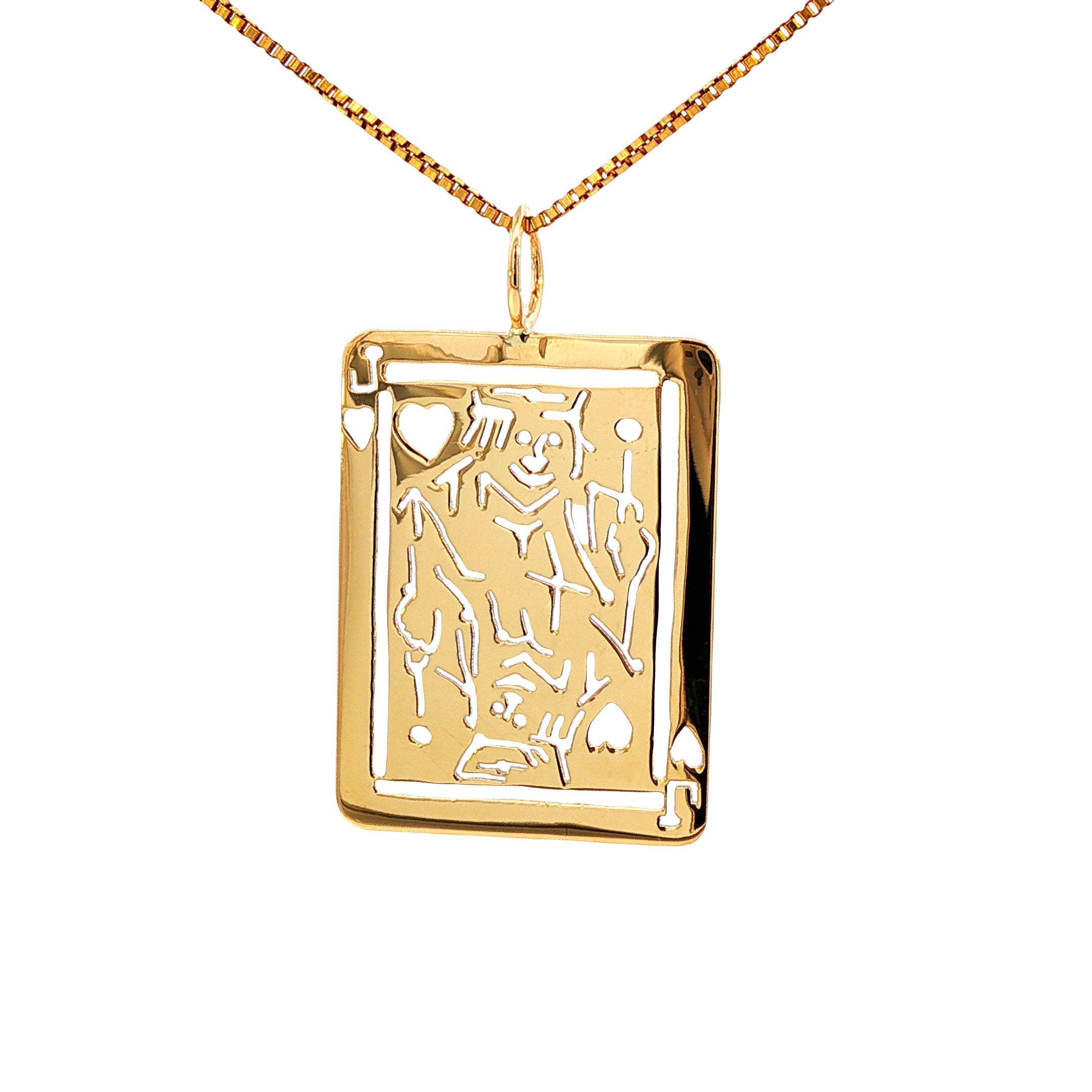 14k Yellow Gold Vintage Queen of Heart Card Charm