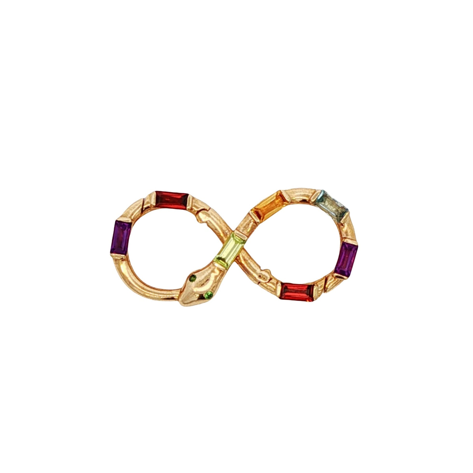 14k Yellow Gold Multi-Gemstone Infinity Snake Clasp