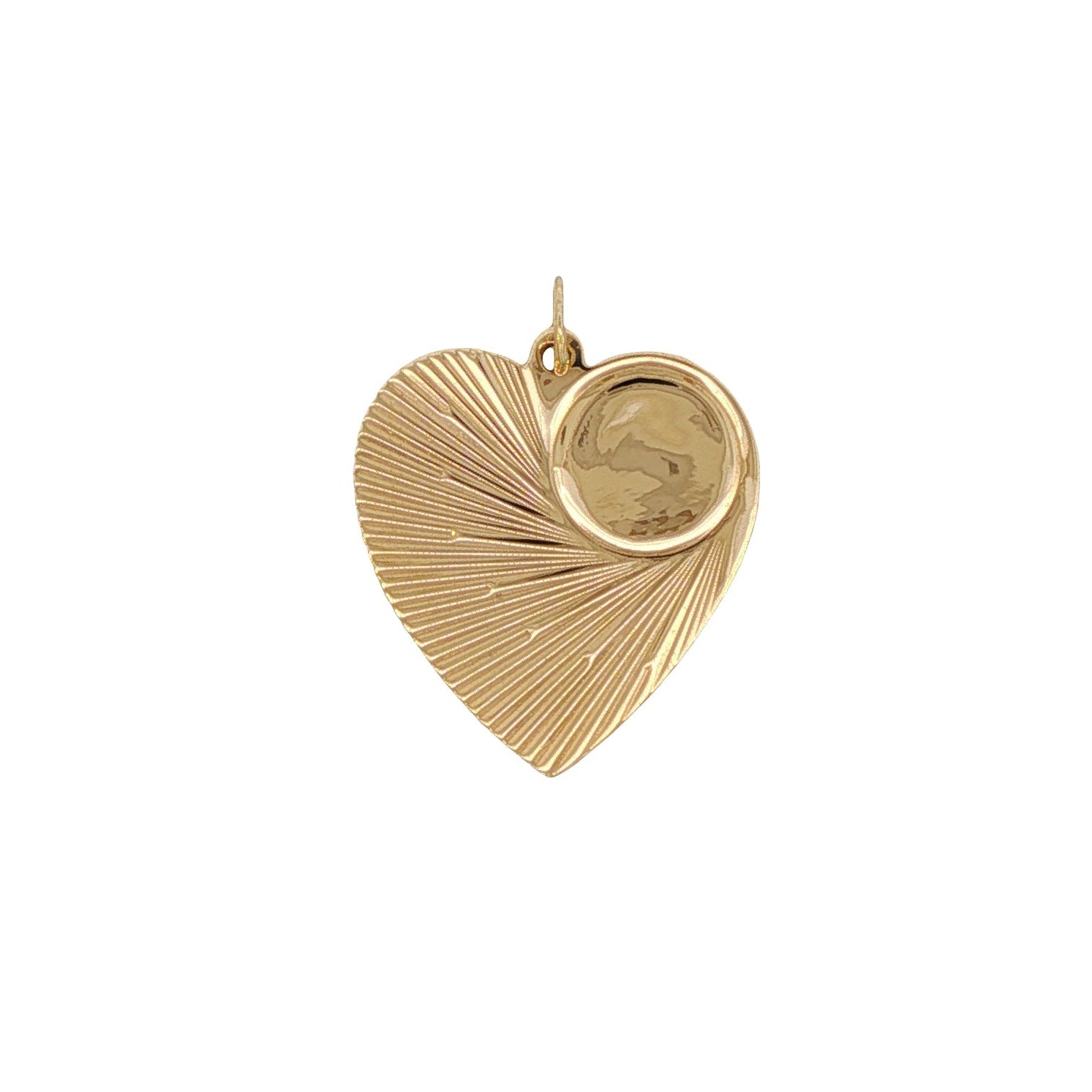 14K Yellow Gold Vintage Engine Turned Heart Charm