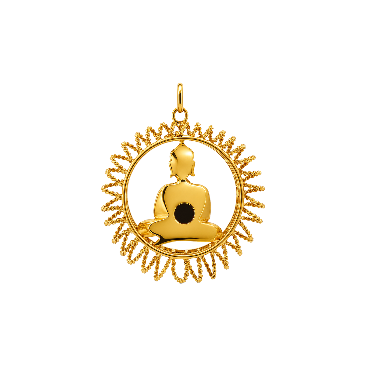 14k Solid Gold Buddha Meditation Charm with Bronze Star Sapphire