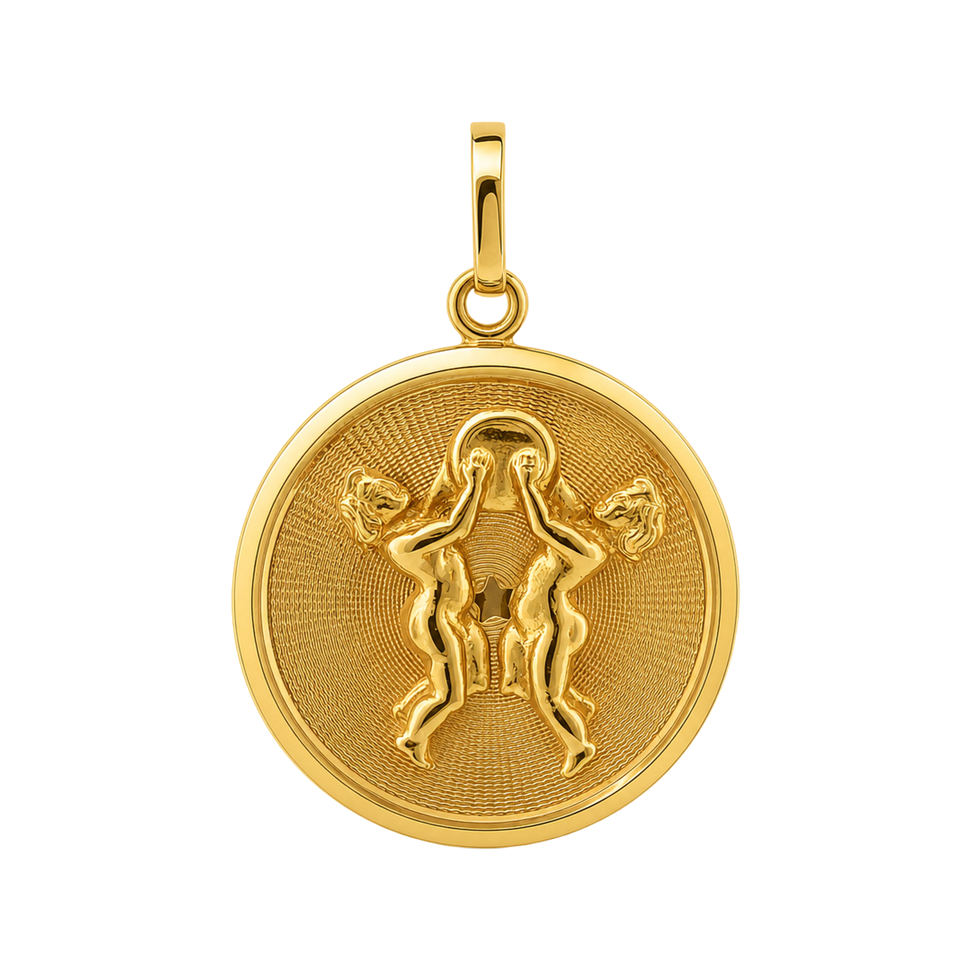 18k Yellow Gold Vintage Gemini Zodiac Italian Pendant Charm