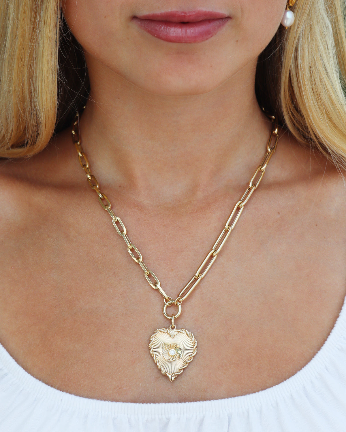 14k Yellow Gold Mixed Size Paperclip Chain with Push-in Circle