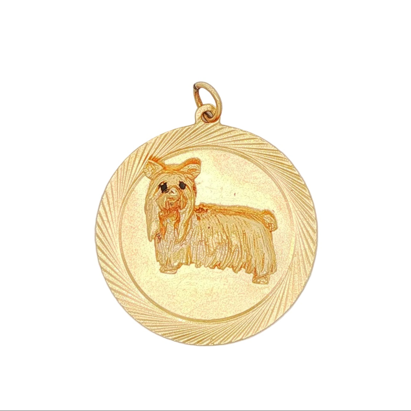 14k Yellow Gold 1960s Maltese Dog Charm Pendant