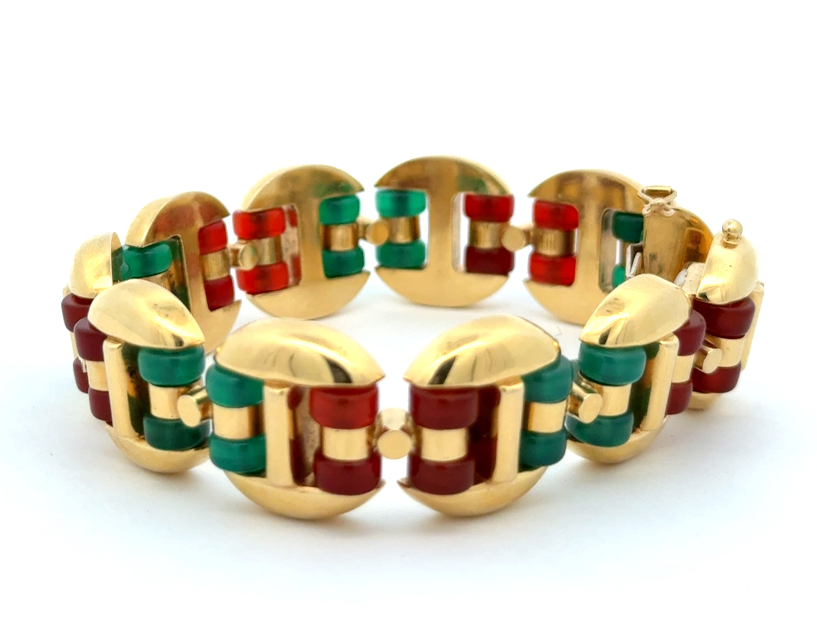 18k Yellow Gold Vintage Gemstone Link Bracelet