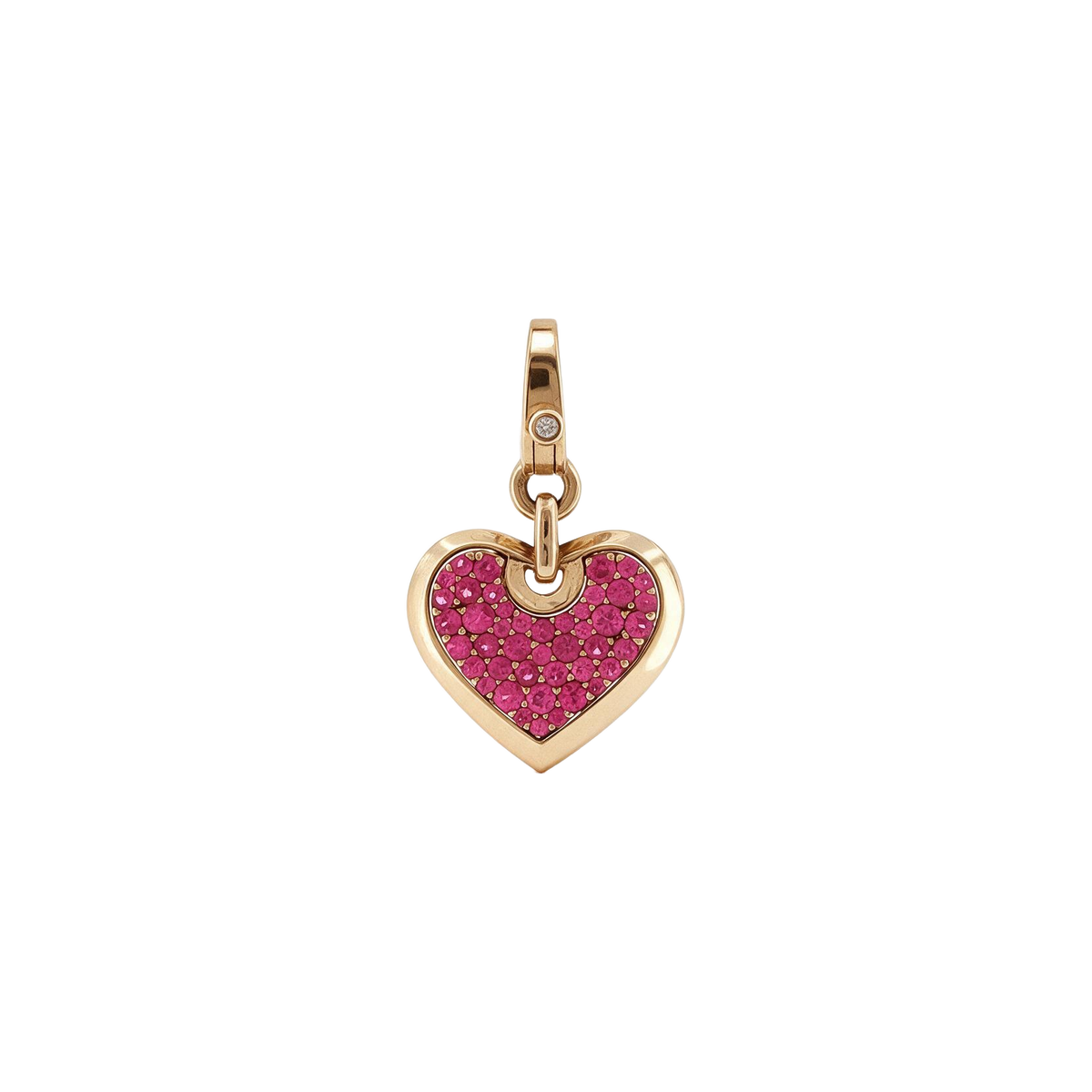 14k Yellow Gold Pink Sapphire Diamond Heart Charm