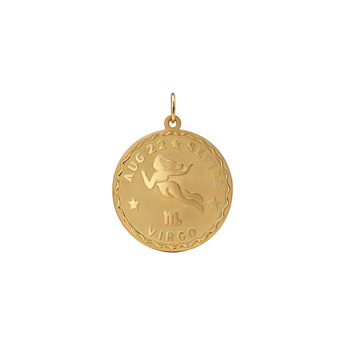 14k Yellow Gold Vintage Virgo Coin Zodiac Charm