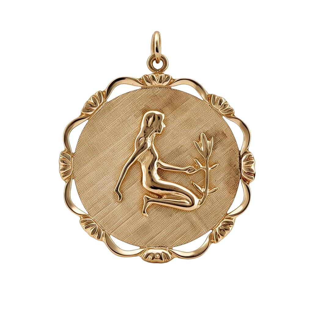 14K Yellow Gold Vintage Virgo Zodiac Charm