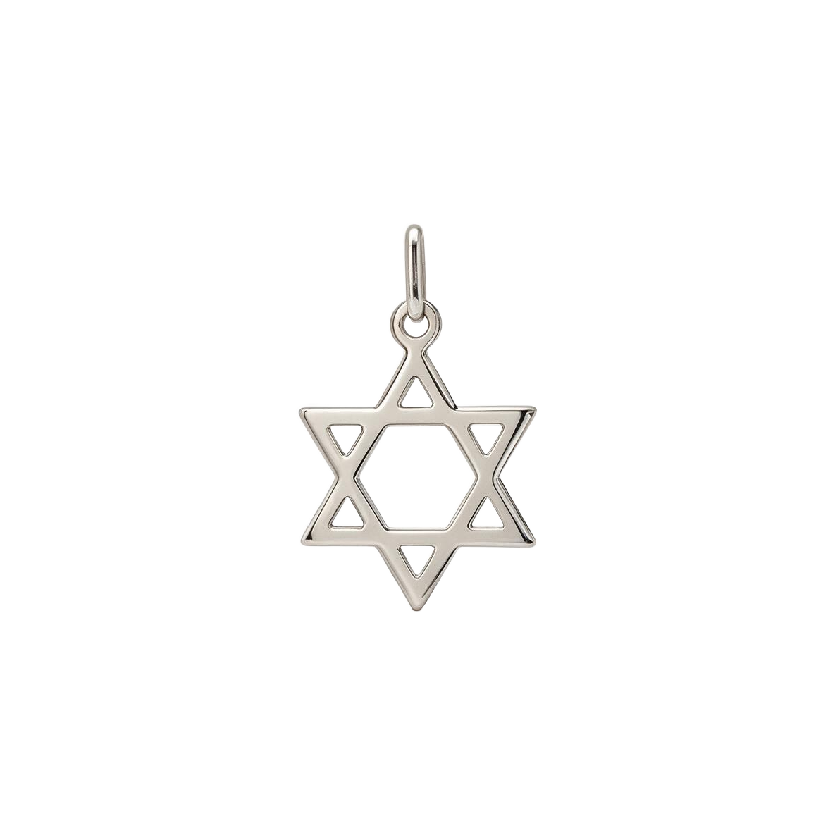 14k white gold open Star of David charm with high polish finish