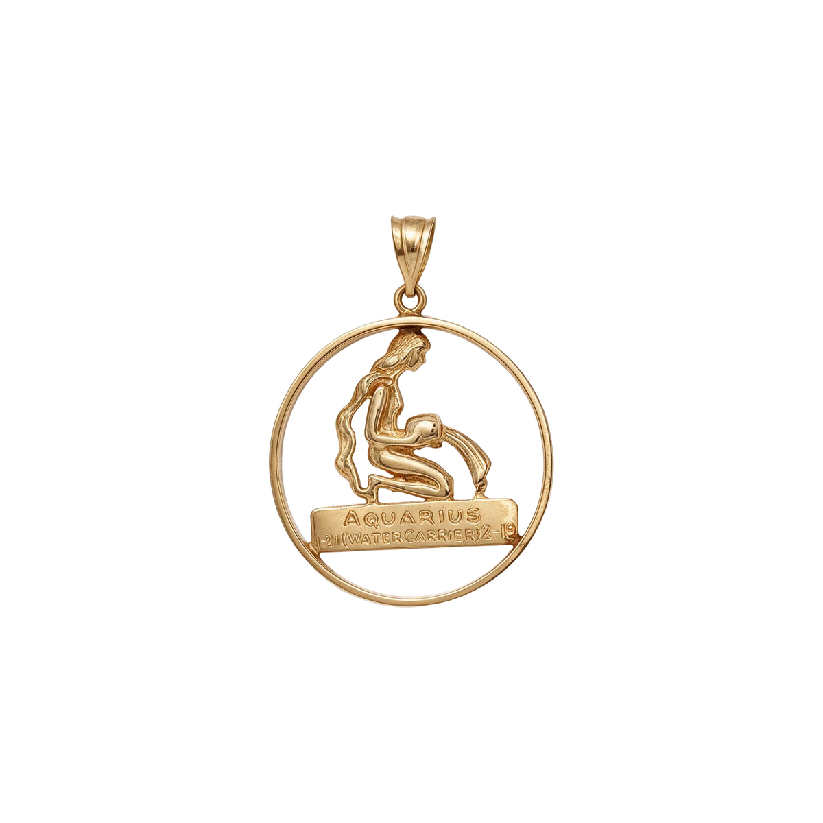 14K Yellow Gold Openwork Aquarius Water Carrier Charm Pendant