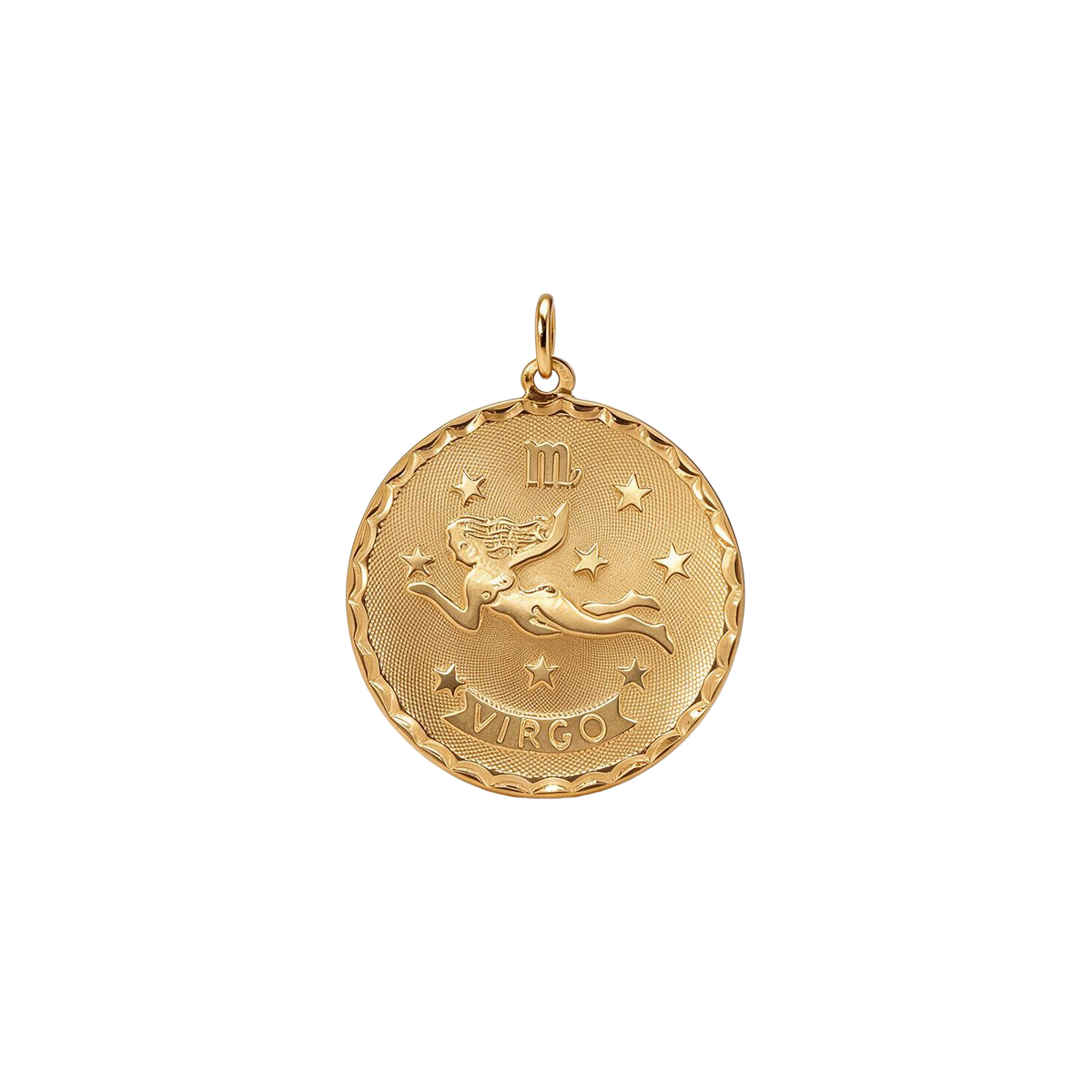 14k Yellow Gold Vintage Virgo with Stars Zodiac Charm