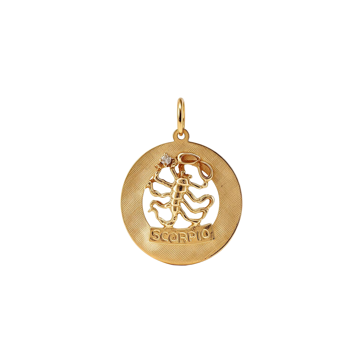 14k Yellow Gold Vintage 1970's Diamond Openwork Scorpio Charm Pendant