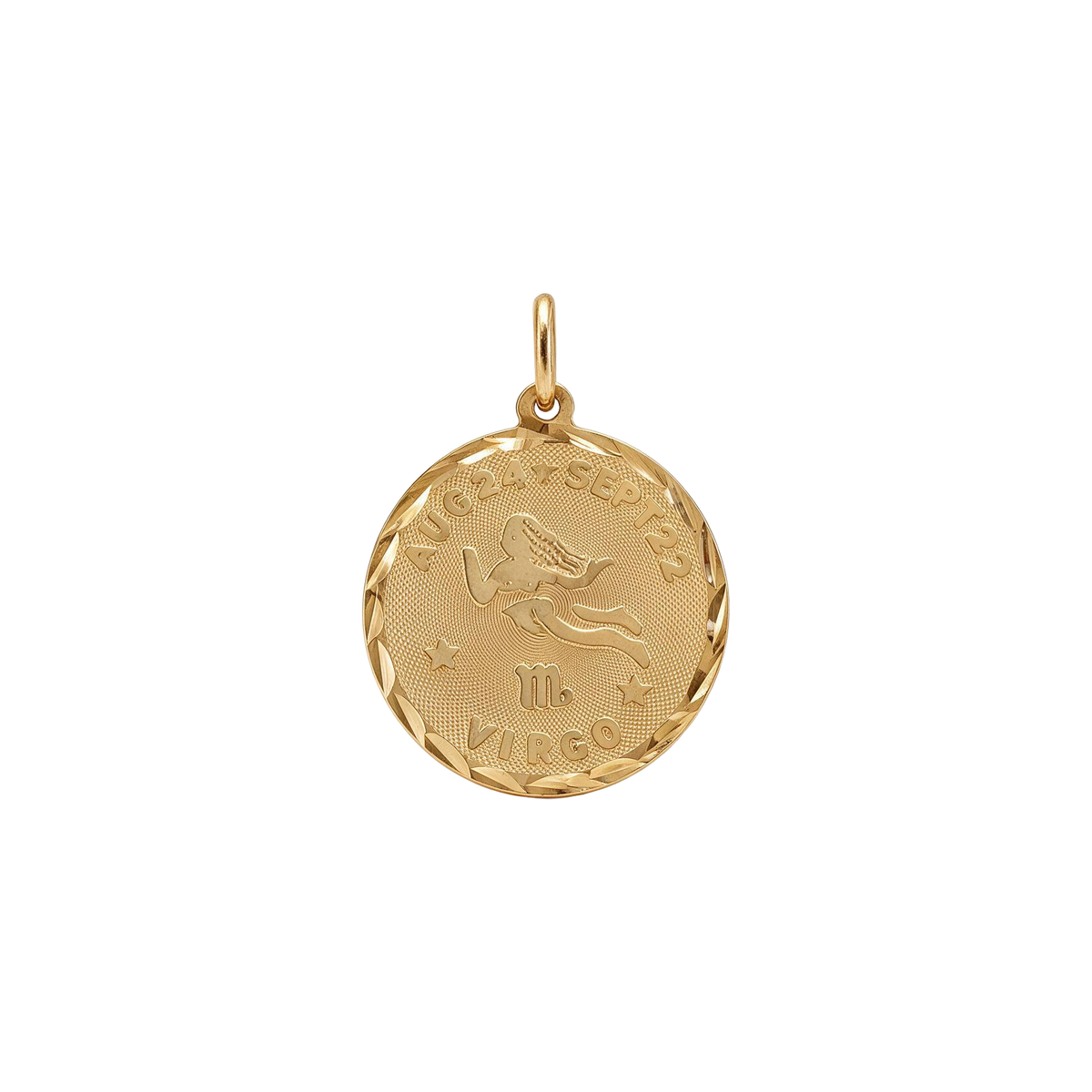 14k Yellow Gold Vintage Virgo Zodiac Charm Coin