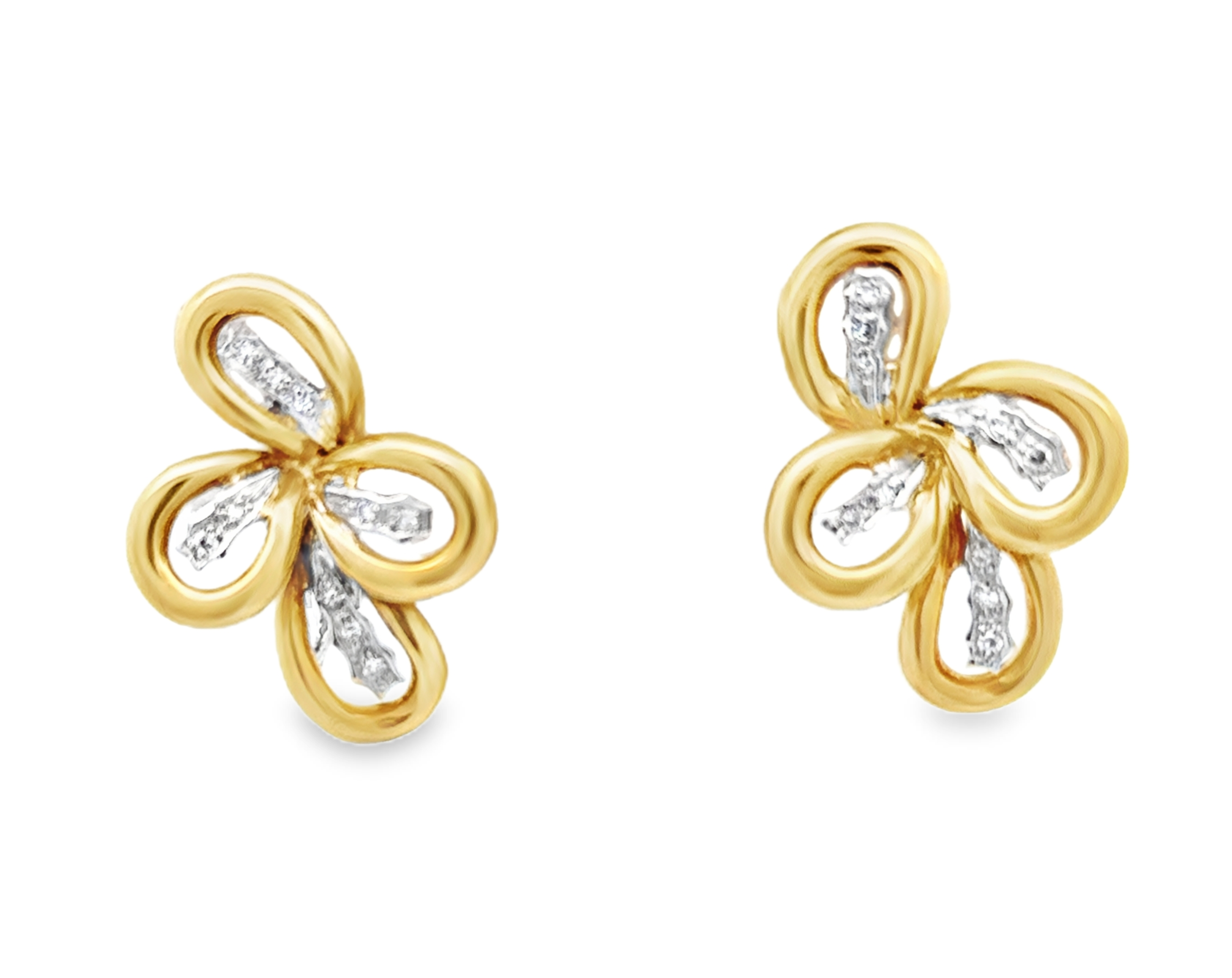 18k Yellow Gold Vintage Diamond Clip On Earrings