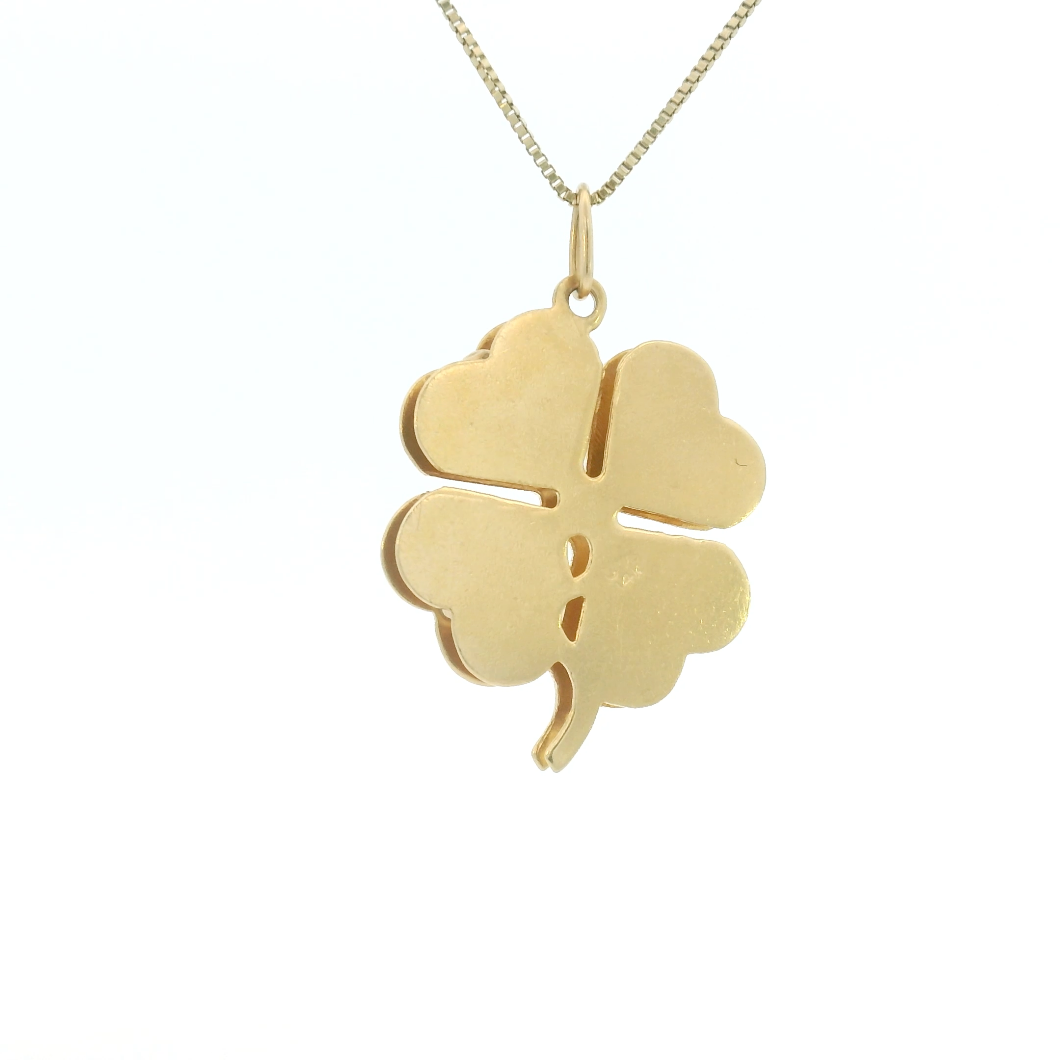 14k Yellow Gold Vintage Diamond Four-Leaf Clover Charm