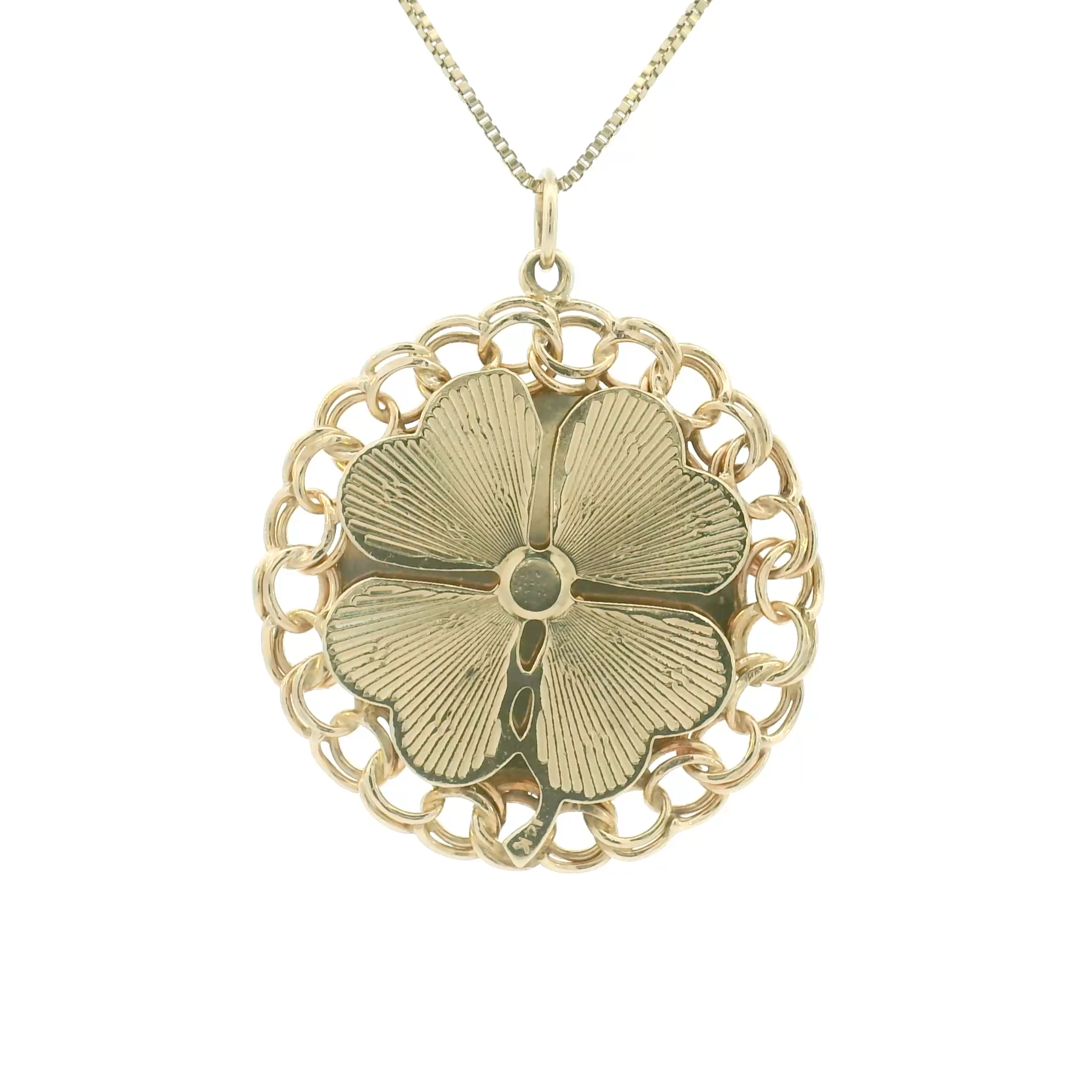 14k Yellow Gold Vintage Two-sided Clover Charm