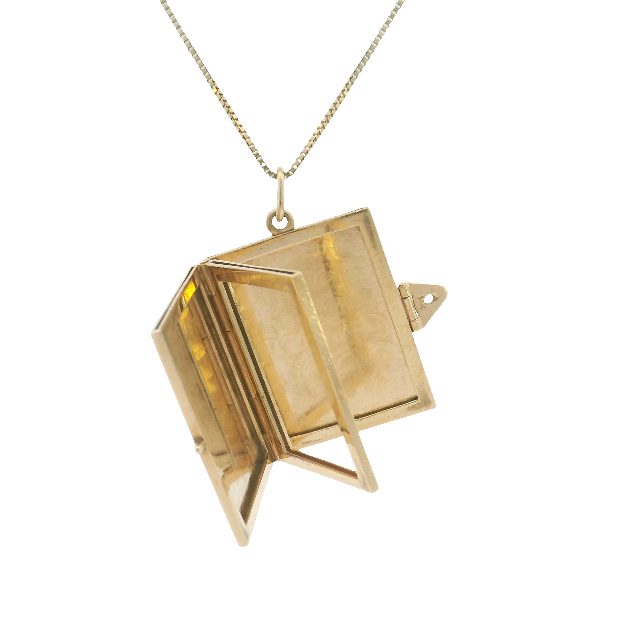 14k Yellow Gold Vintage Book Locket Charm